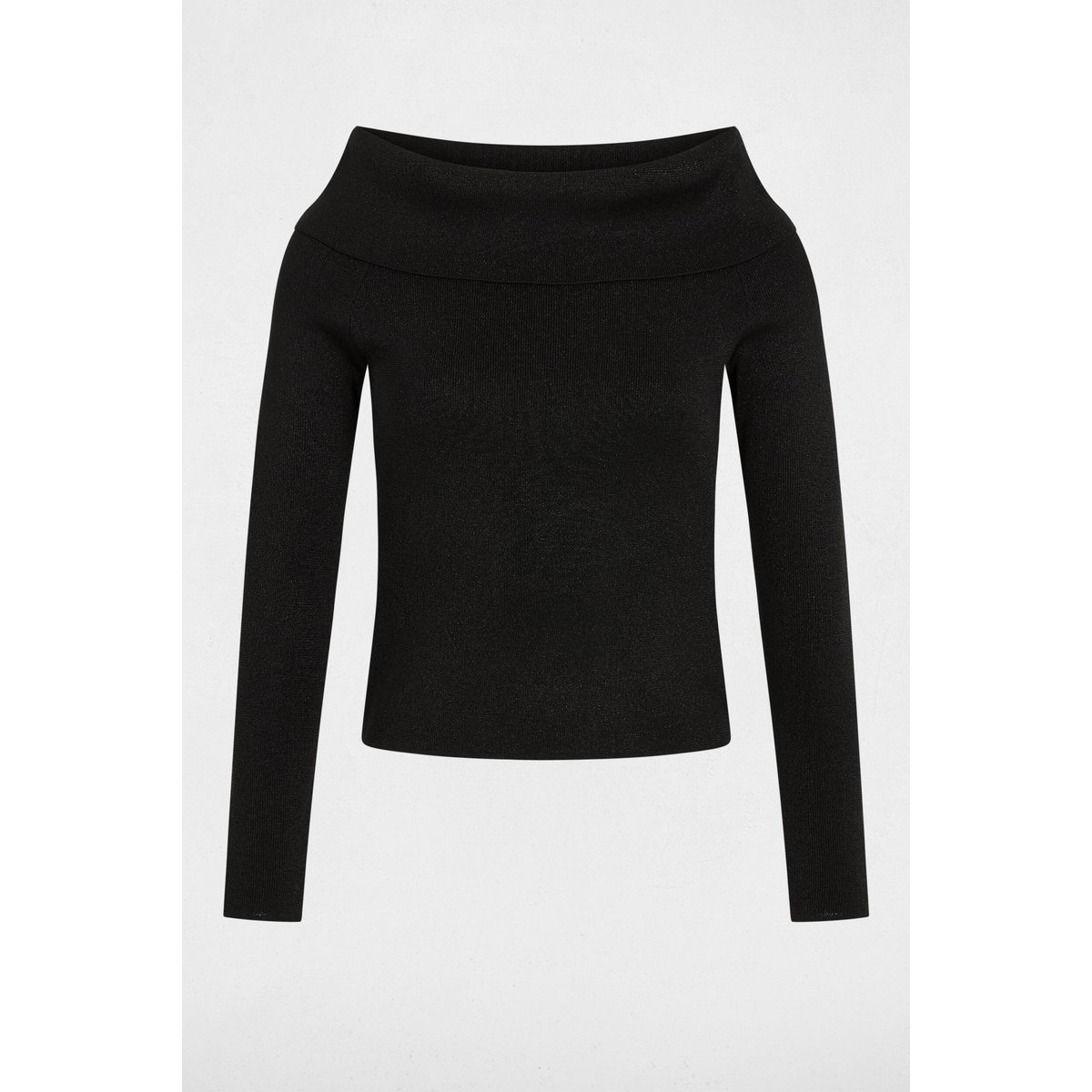 Pull col bardot métallisé noir, MORGAN