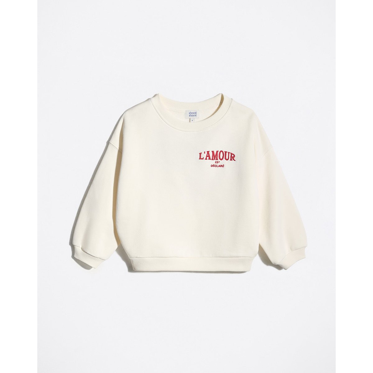 Sweat L'amour est déclaré brodé beige crème, EMOI EMOI