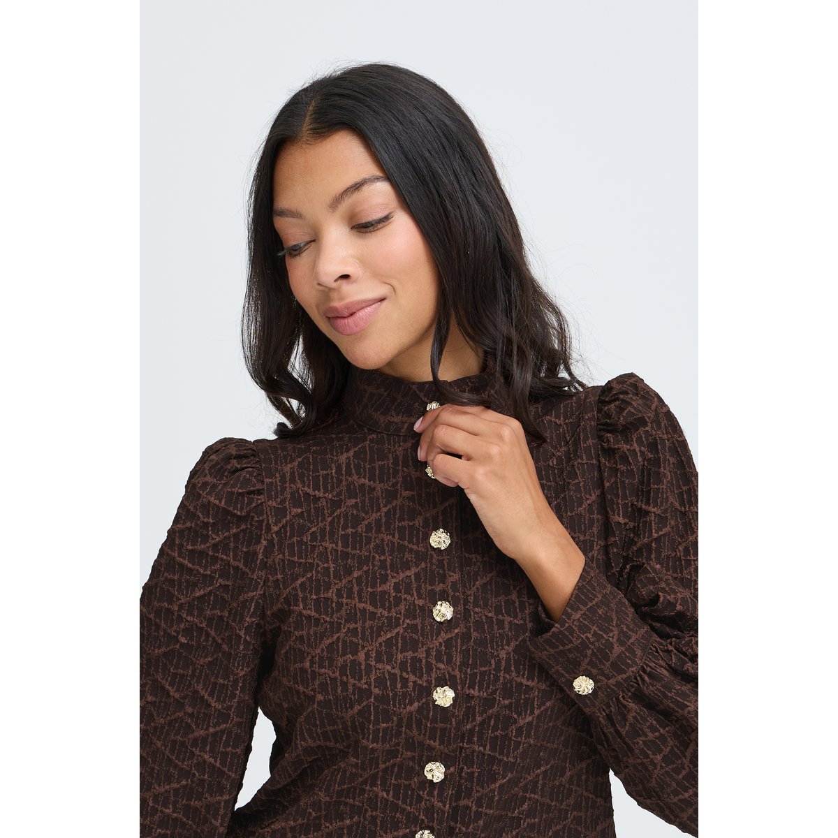 Chemise à manches longues marron java, B.YOUNG