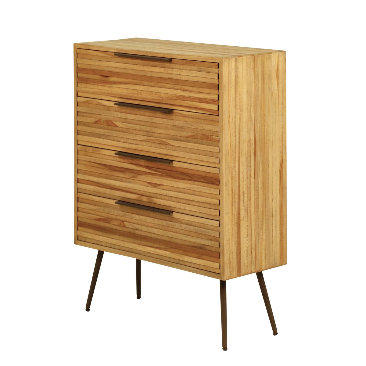 Commode teck recyclé 4 tiroirs naturel, ZAGO