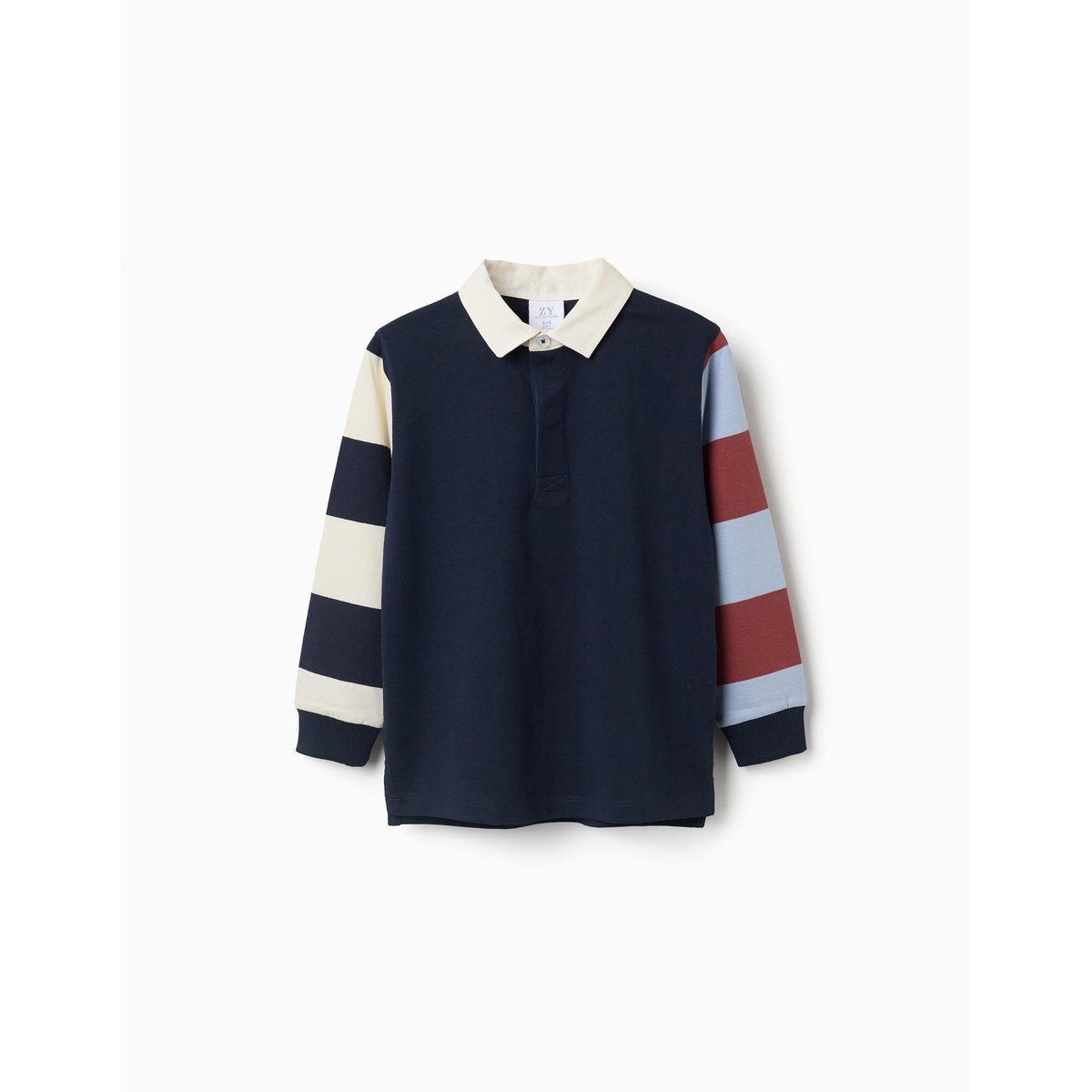 Polo en coton à manches longues à rayures bleu foncé, ZIPPY