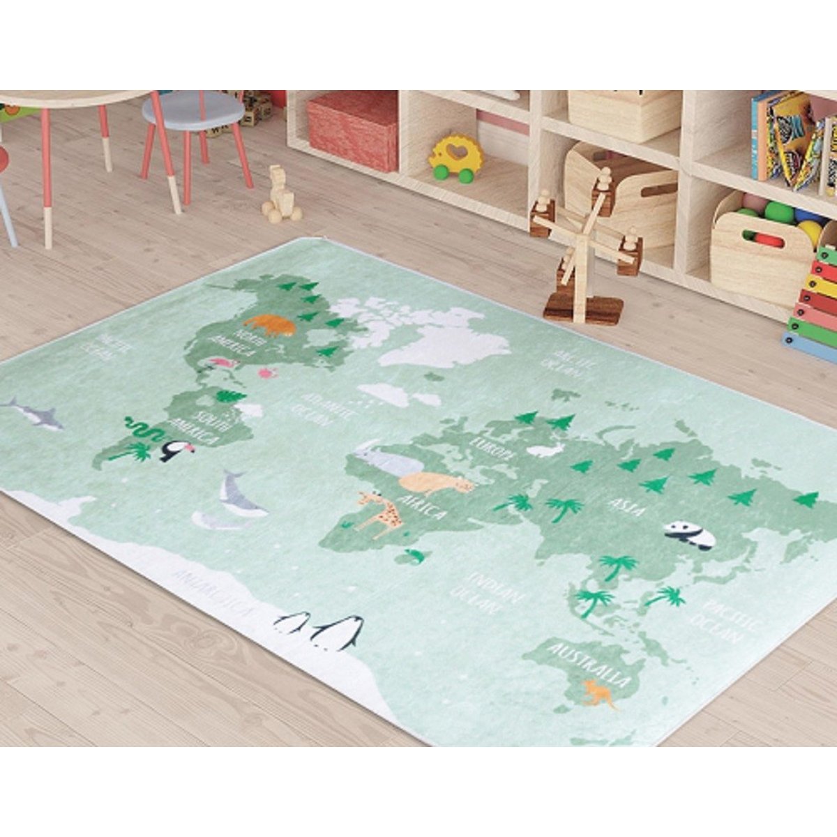 Tapis chambre enfant Monde Vert vert, EDEN