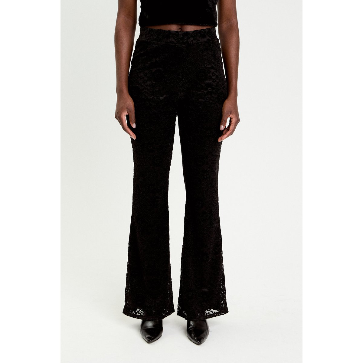 Pantalon bootcut effet dentelle noir, CACHE CACHE