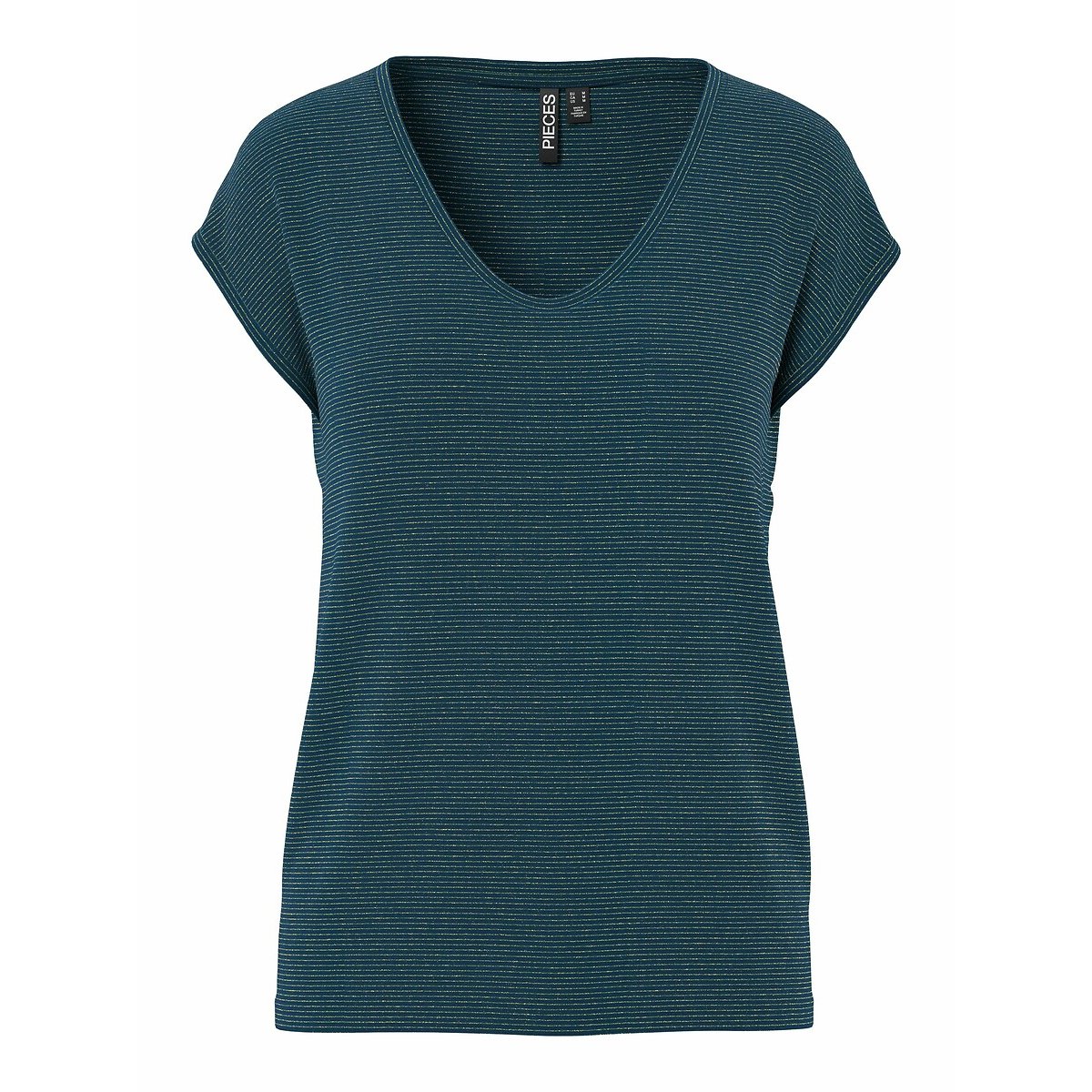 Camiseta efecto brillante azul/dorado, PIECES