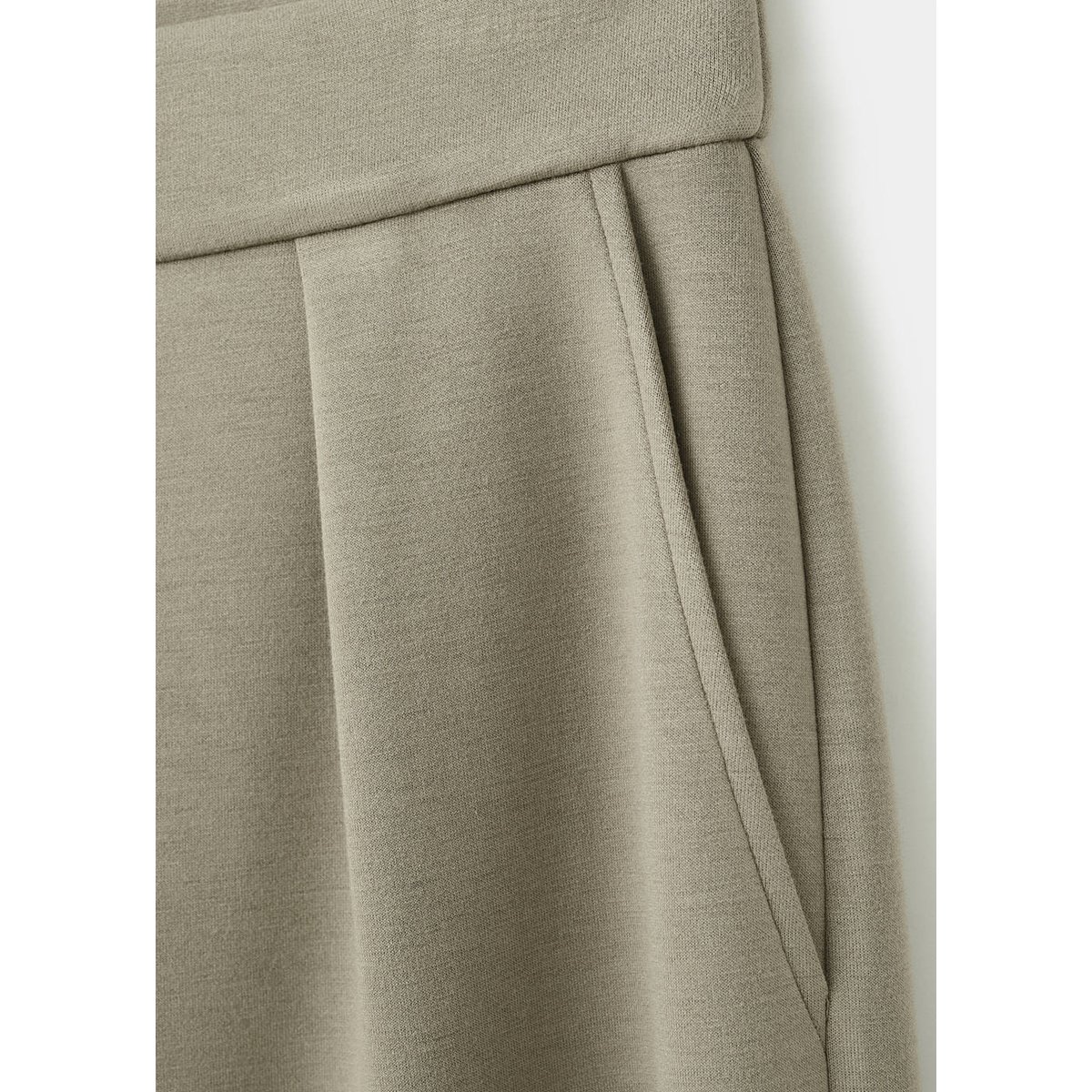 Pantalon droit taille élastique kaki, MANGO