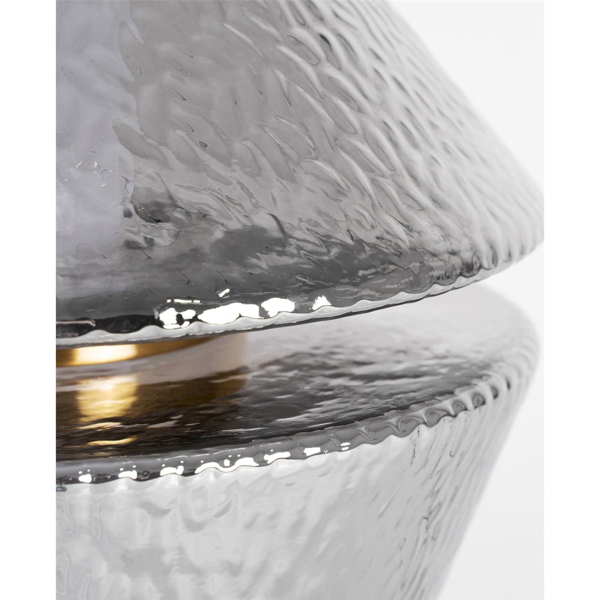 Lampe de salon vintage en cristal translucide gris cristal translucide et bois naturel, RECOLLECTION