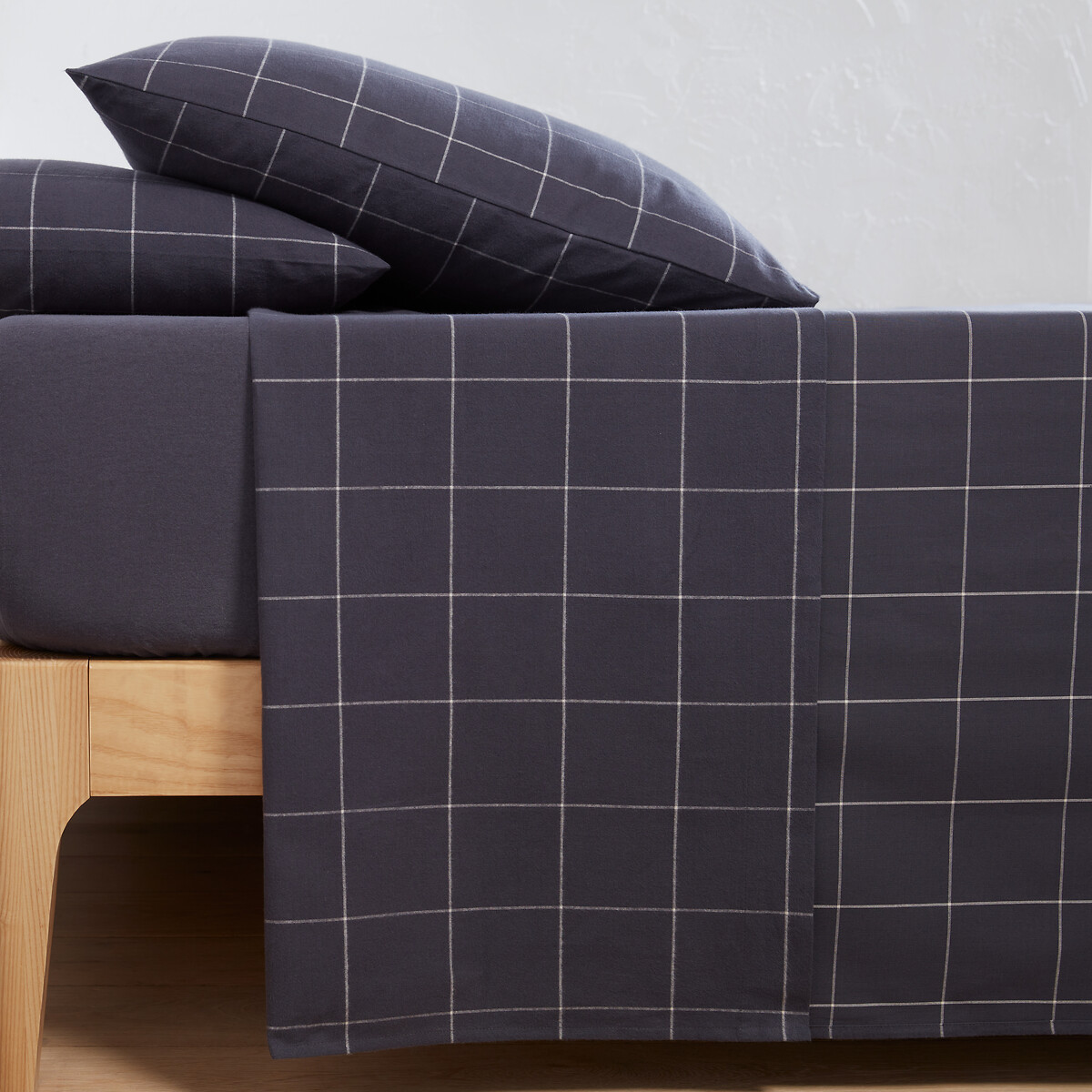 Drap plat flanelle, Charlie bleu ardoise, LA REDOUTE INTERIEURS