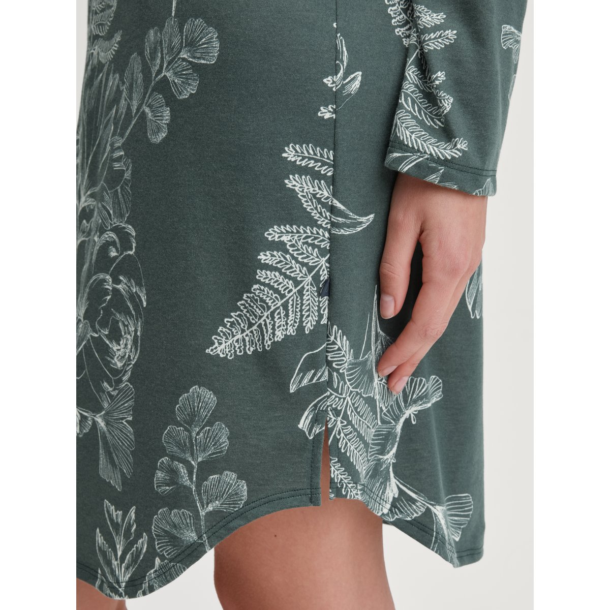 Chemise de nuit à manches longues manches longues Coton FAVOURITES BOTANIC deep emerald green, CALIDA