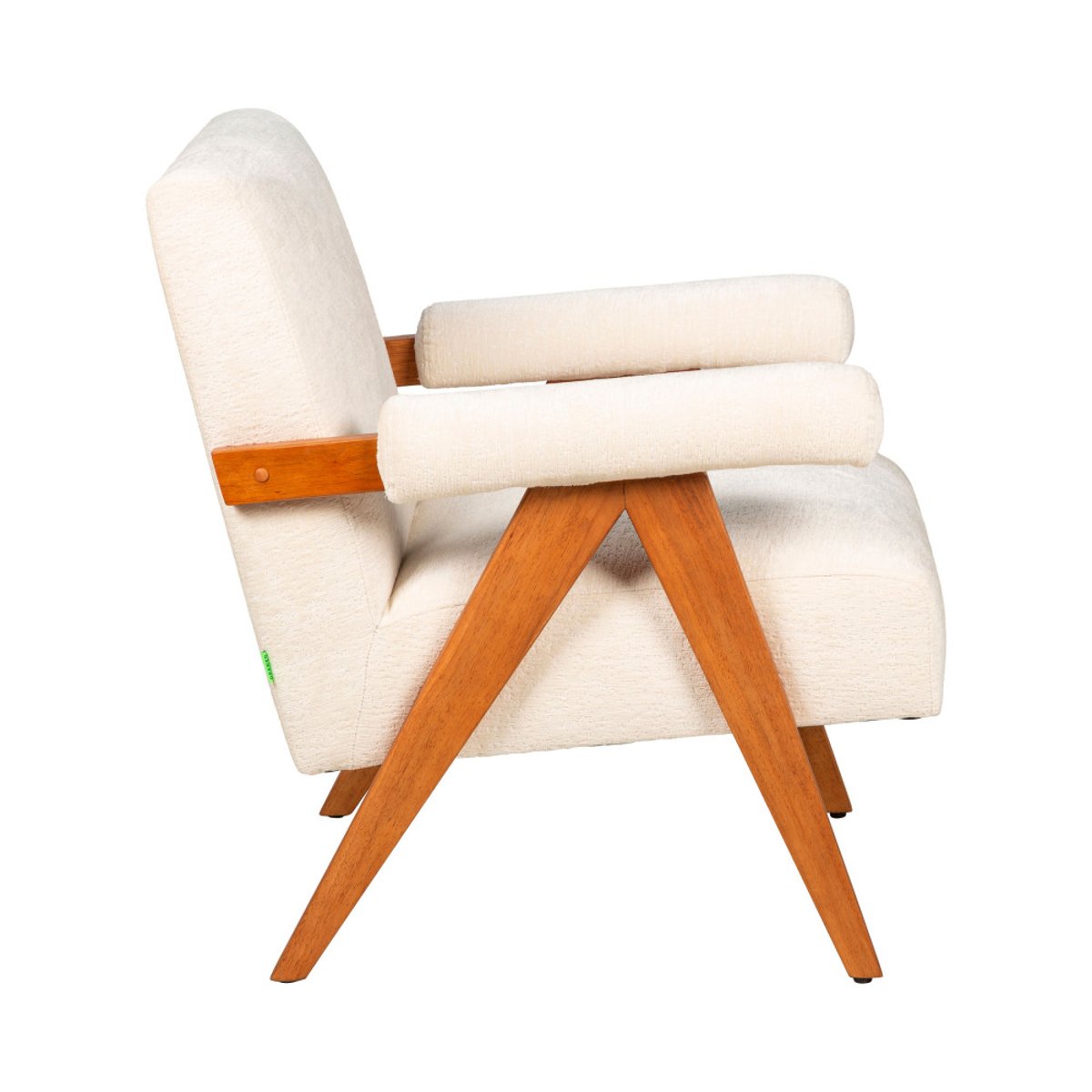 Fauteuil en tissu chenille et bois- VEDA écru, DRAWER