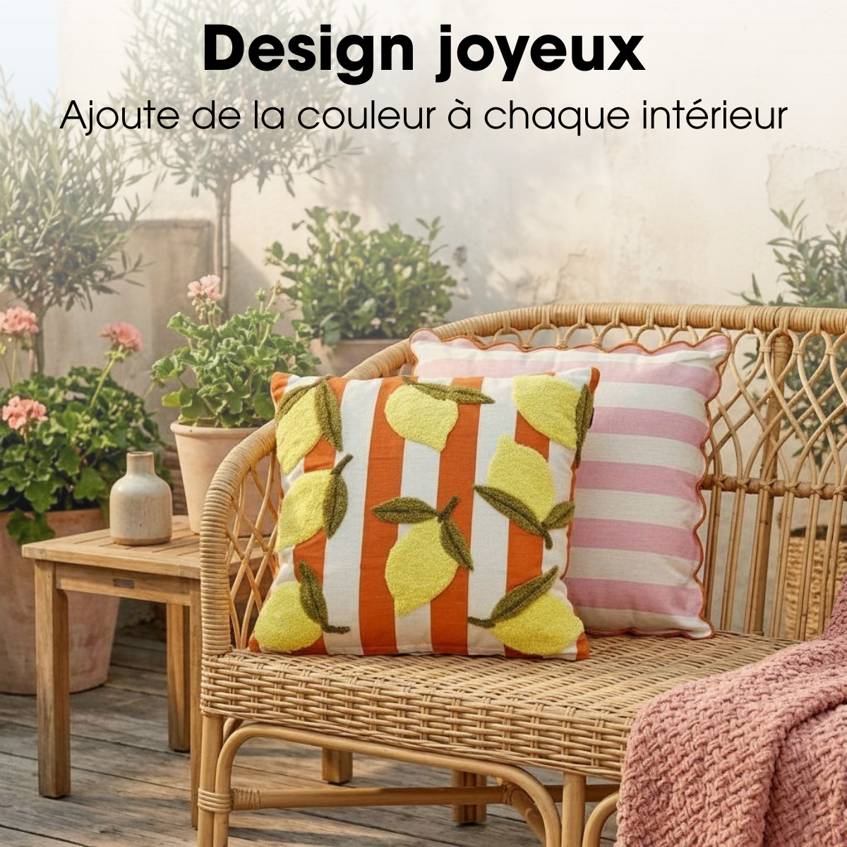 Coussin décoratif jaune, MICA DECORATIONS