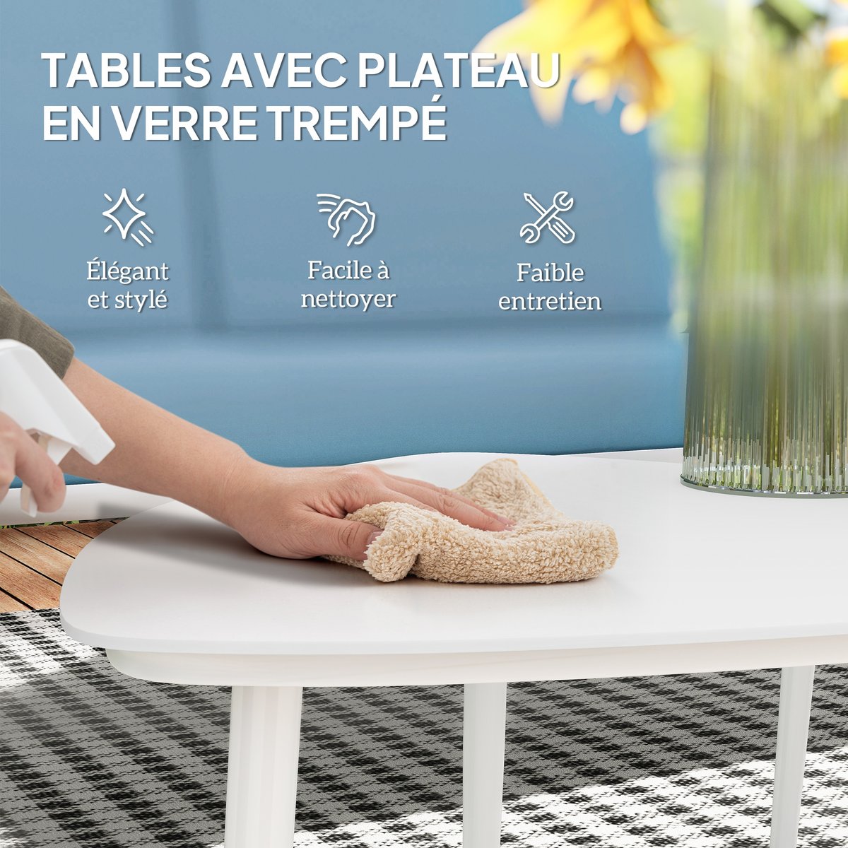 Ensemble de canapés de jardin Acier Bleu bleu, OUTSUNNY