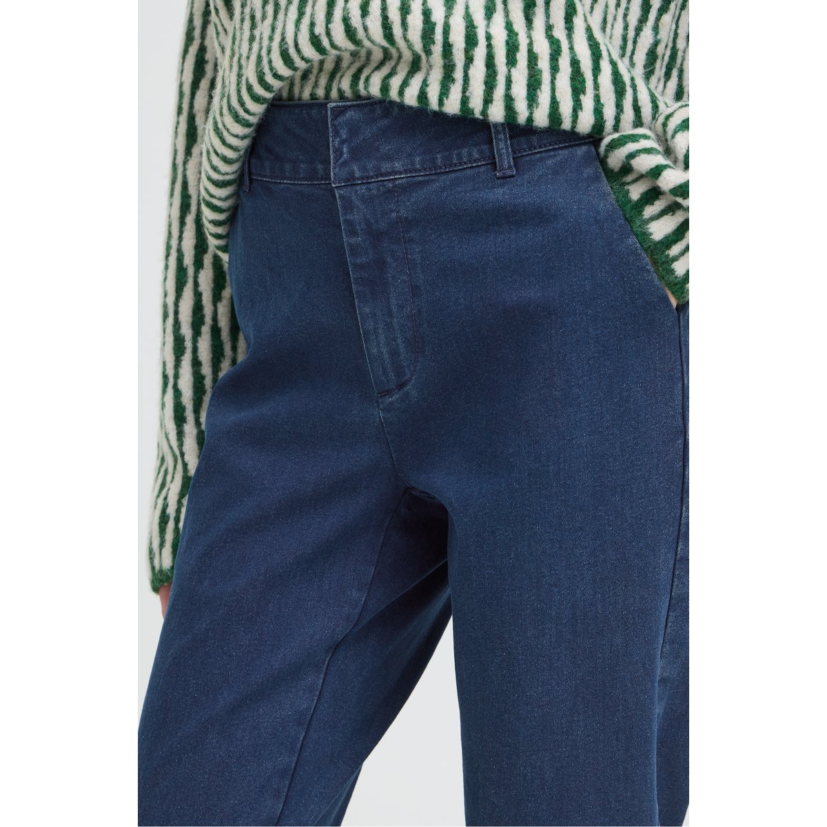 Jean droit à taille mi-haute, longueur cheville bleu mid blue denim, B.YOUNG