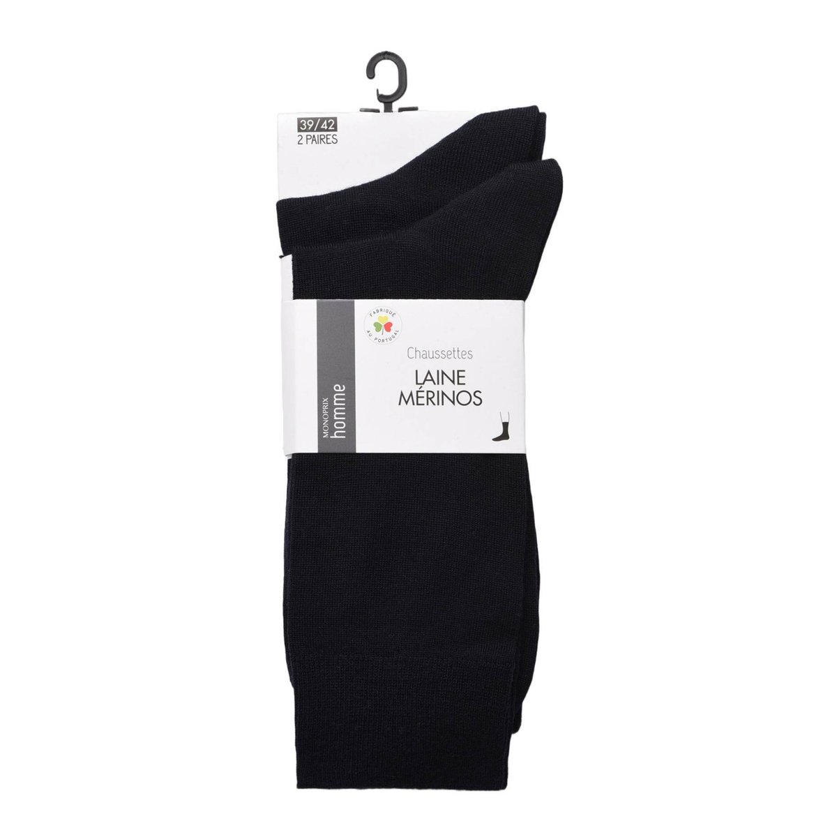 Lot de 2 paires de chaussettes en laine marine, MONOPRIX
