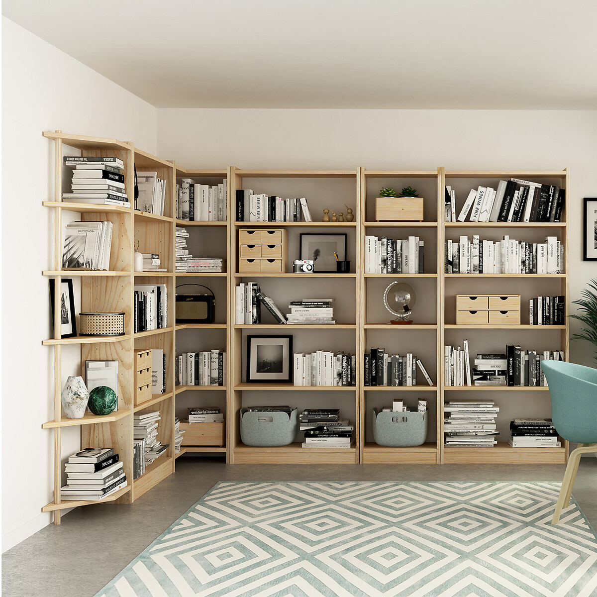Etagère d'angle GALA en pin massif-185X50 bois clair, EUROPE & NATURE 