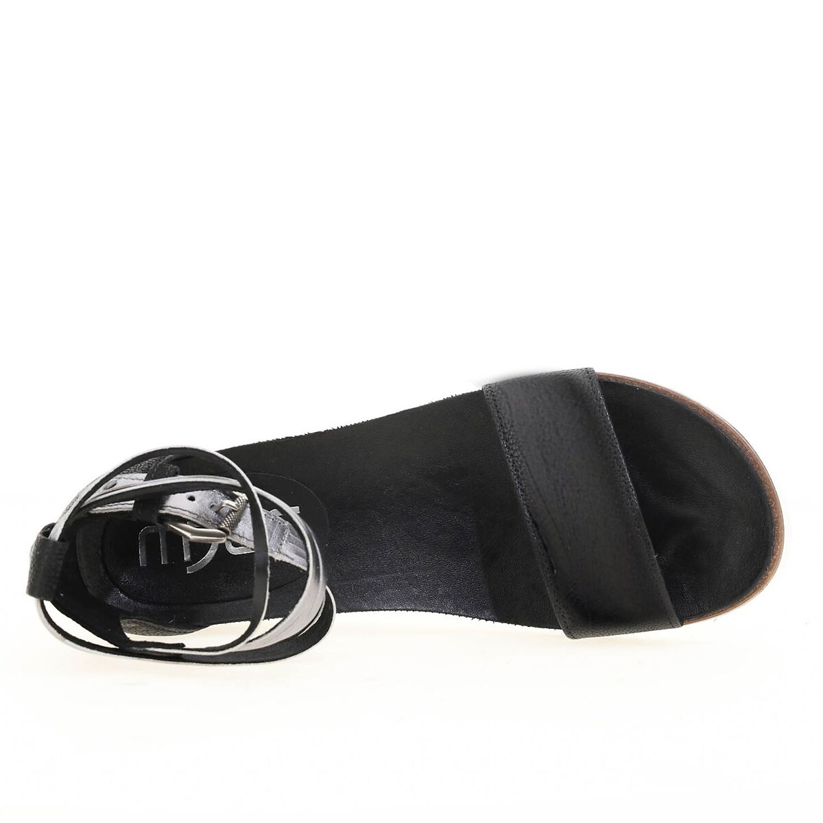 Sandali con zeppa in pelle nero , MJUS