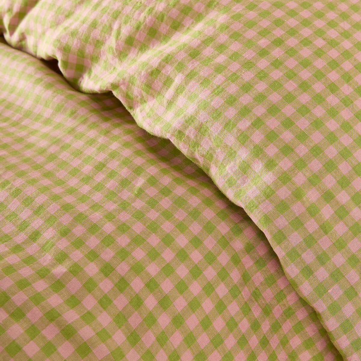 Acélie Bordeaux Duvet Cover in Washed Linen green/pink, LA REDOUTE INTERIEURS