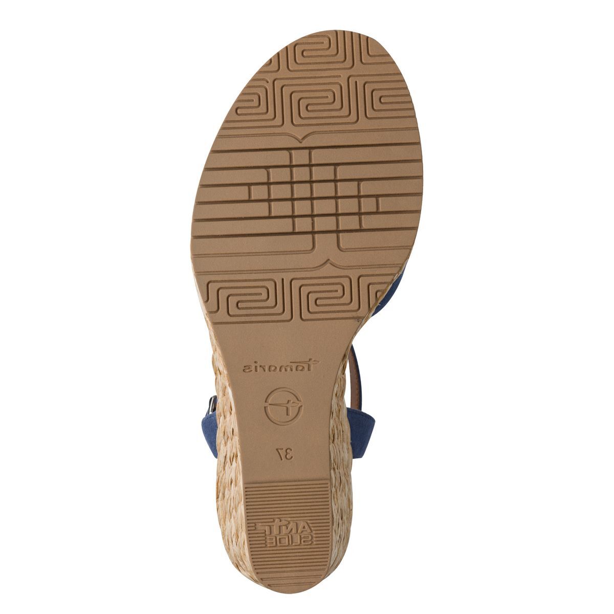 Sandale à talon en cuir bleu, TAMARIS