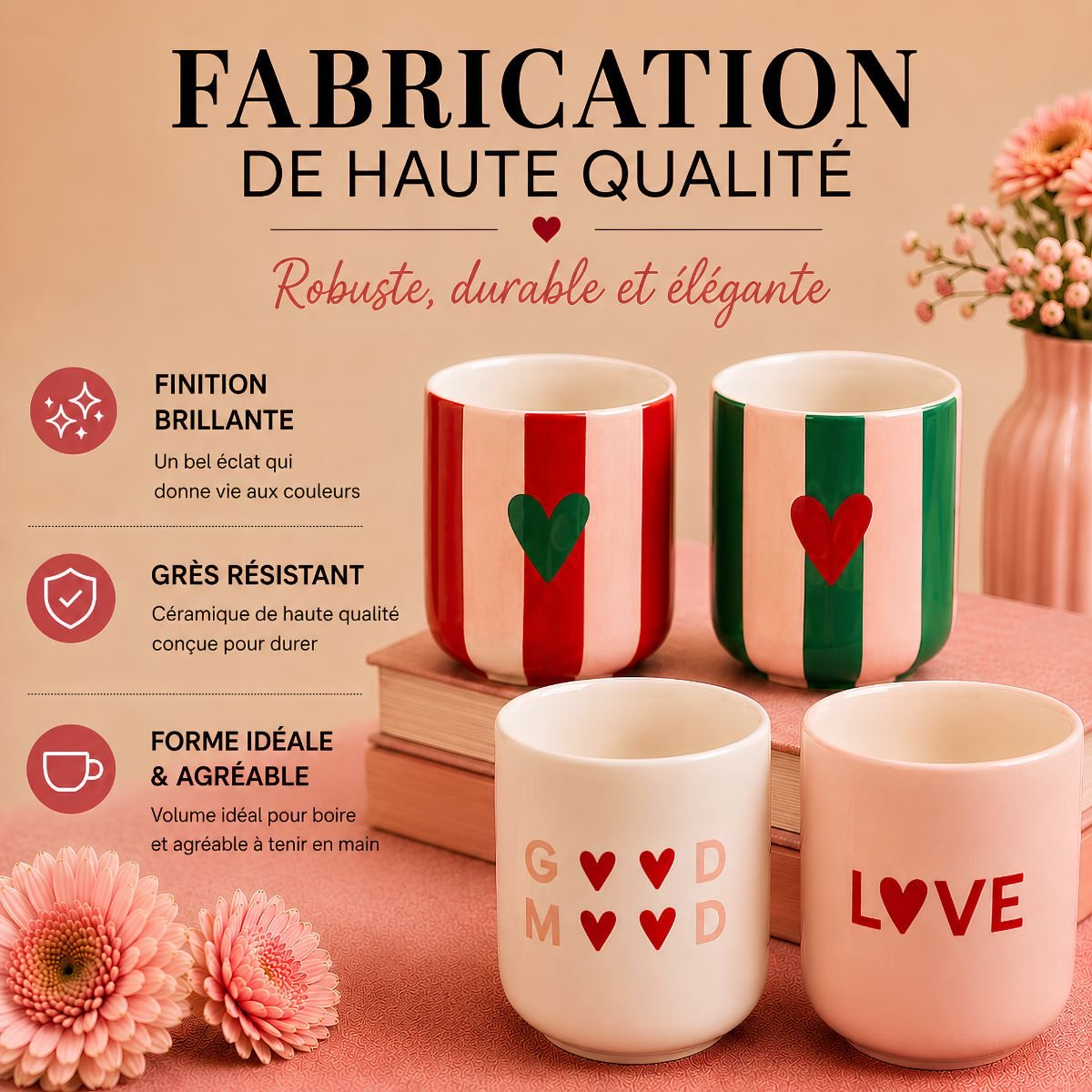 Tasse et soucoupe blanc, MICA DECORATIONS