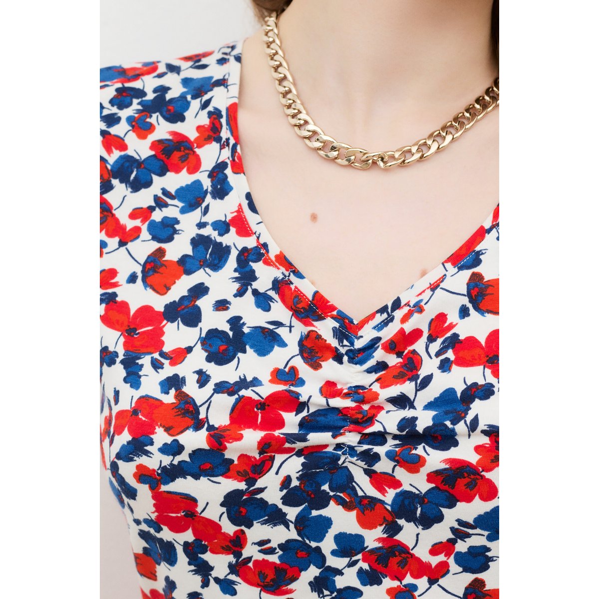T-shirt droit col v T-SHIRT TKATIA ecru, CAROLL