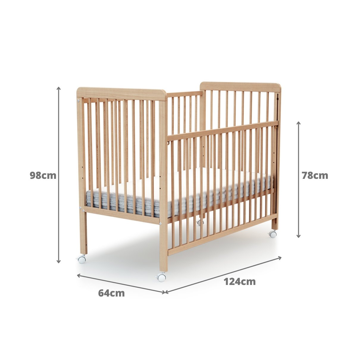 Lit bébé coulissant en bois LIVO hêtre verni, AT4