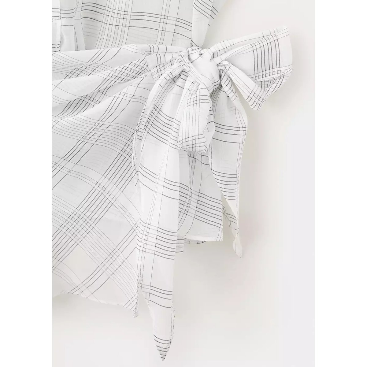 Chemise à carreaux nœud écru, MANGO