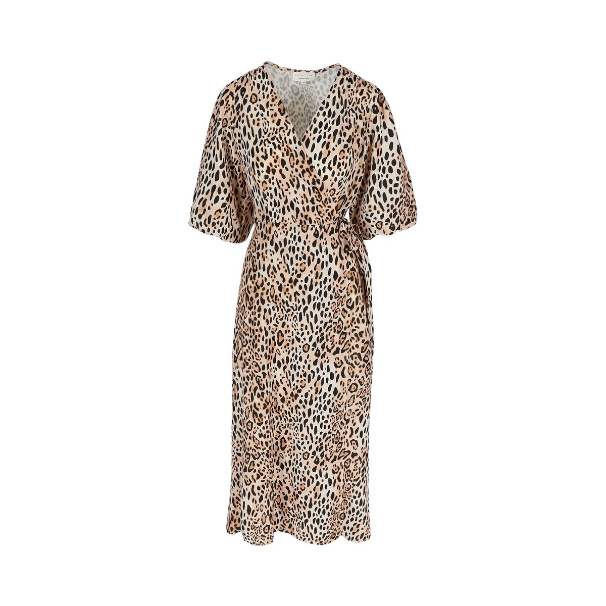 Robe cache-coeur à imprimé léopard lt beige, LOLALIZA
