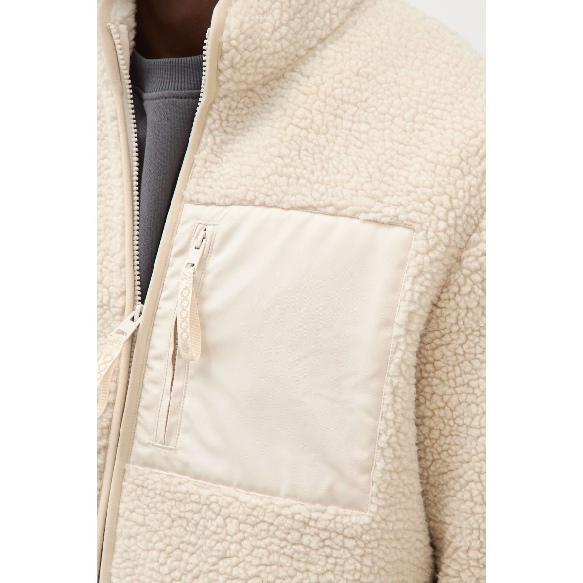 Veste droite sherpa col montant sable, BONOBO
