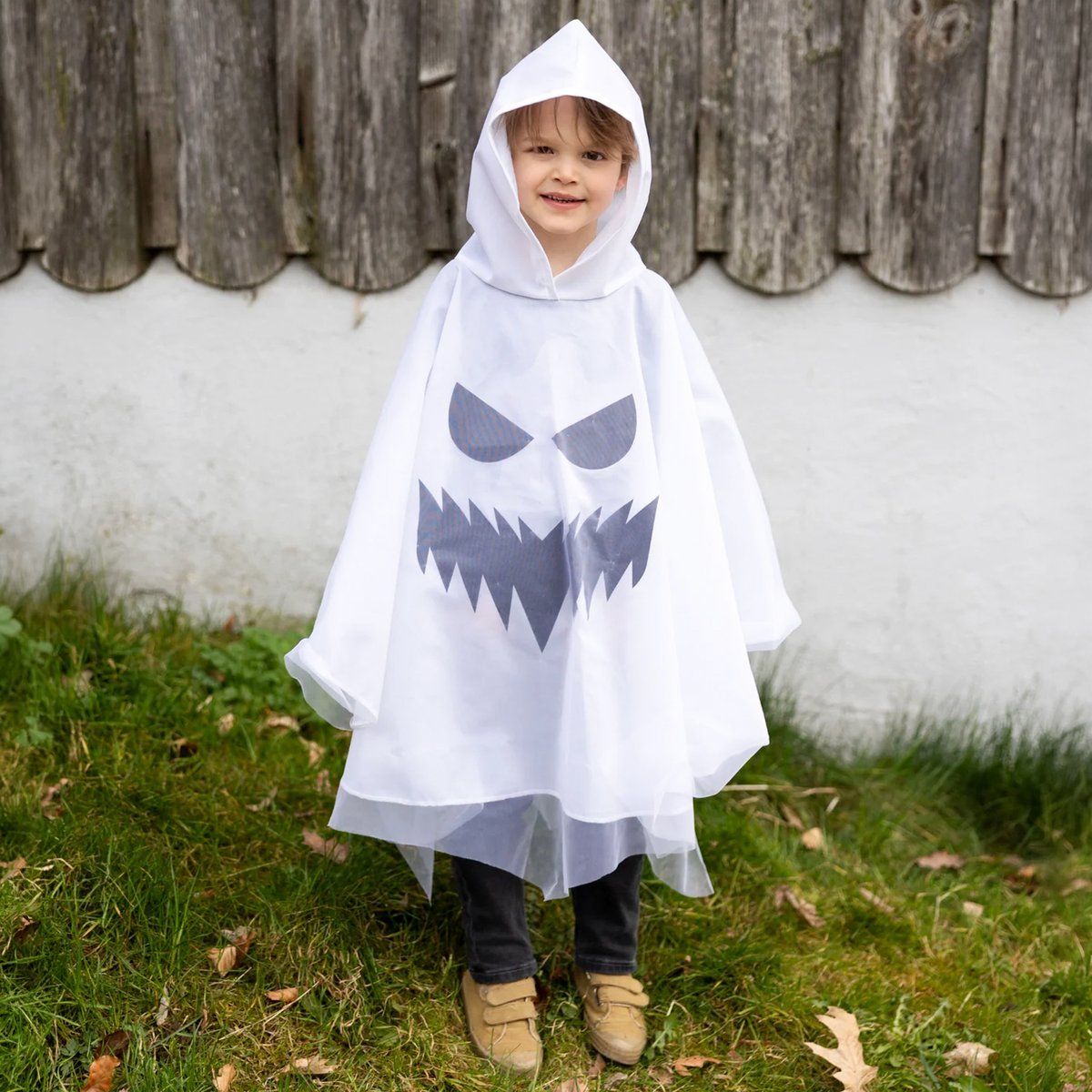 Déguisement enfant poncho à capuche fantôme Halloween blanc, GREAT PRETENDERS