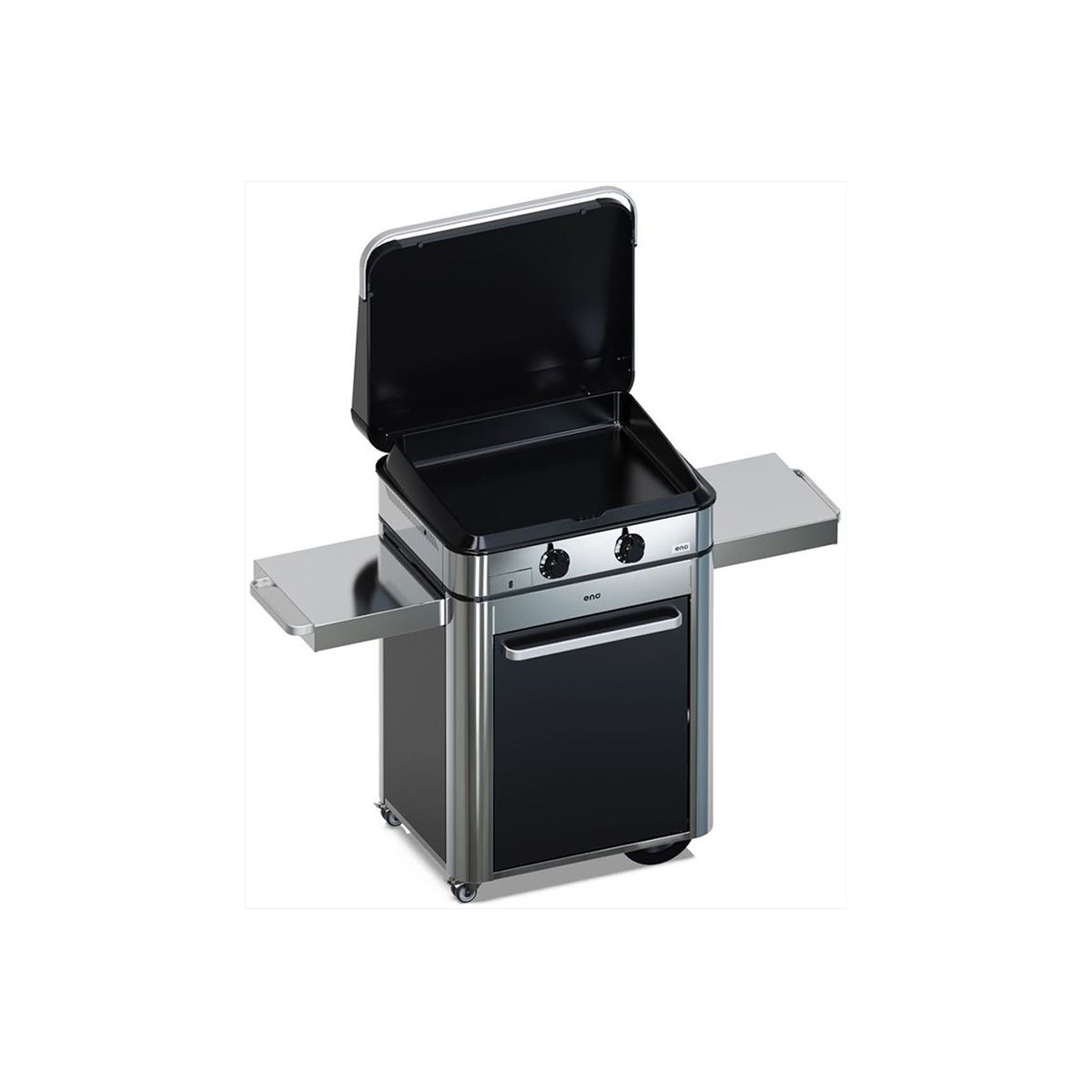 Plancha gaz Combo Enosign 65 Inox et Noir sur chariot, 56x40 cm noir, ENO