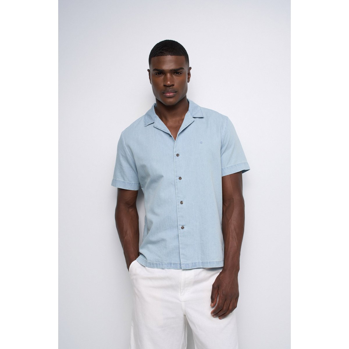 CHEMISE À MANCHES COURTES EN DENIM LÉGER bleu cobalt, SALSA JEANS
