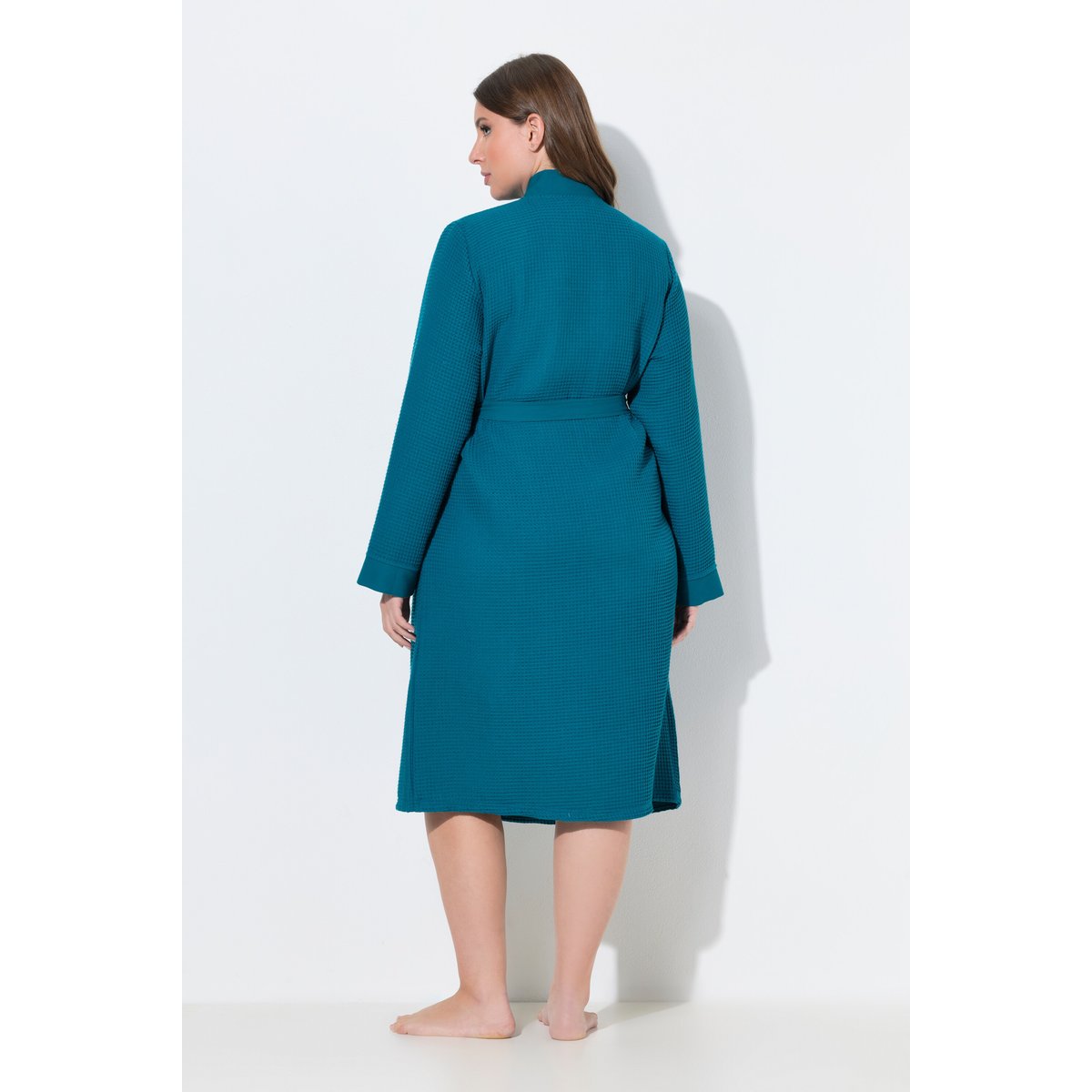 Peignoir, col châle, ceinture à nouer pétrole vif, ULLA POPKEN