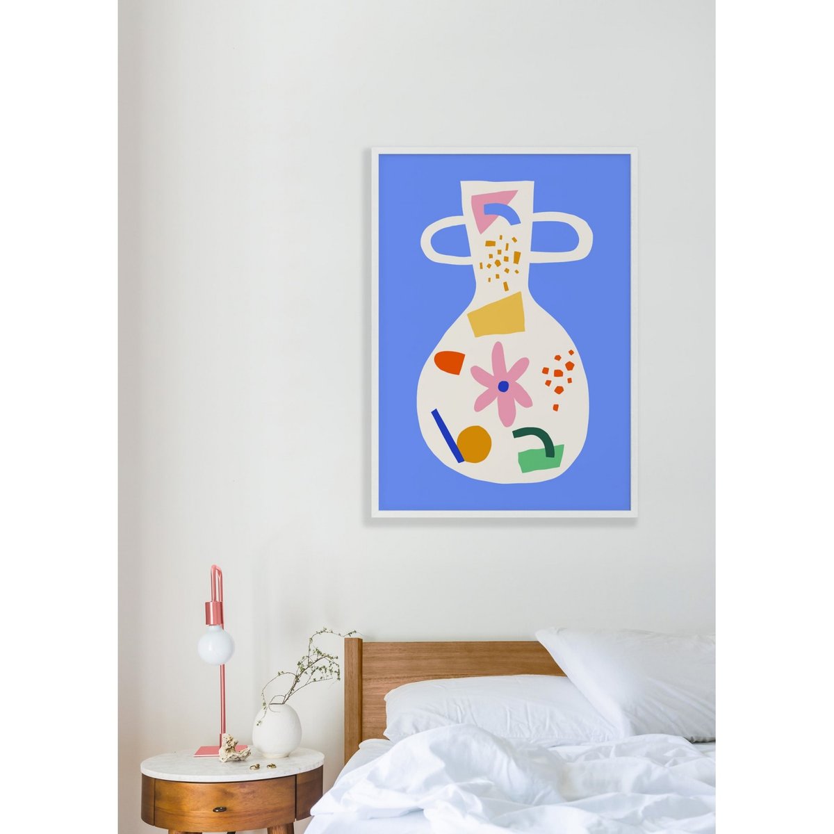 Affiche Le vase de couleurs blanc, L'AFFICHERIE