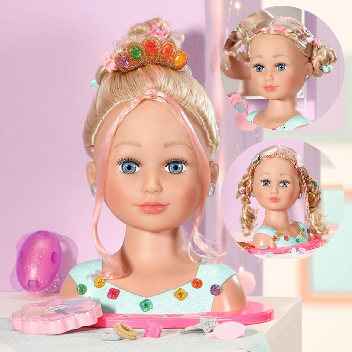 Tête à coiffer Princesse avec maquillage et accessoires multicolore, ZAPF CREATION