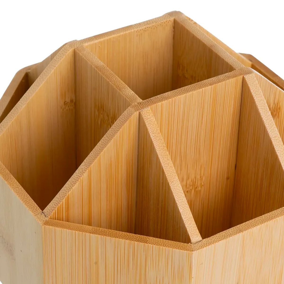 Organiseur rangement maquillage bambou rotatif 17x17x12cm bois, WADIGA