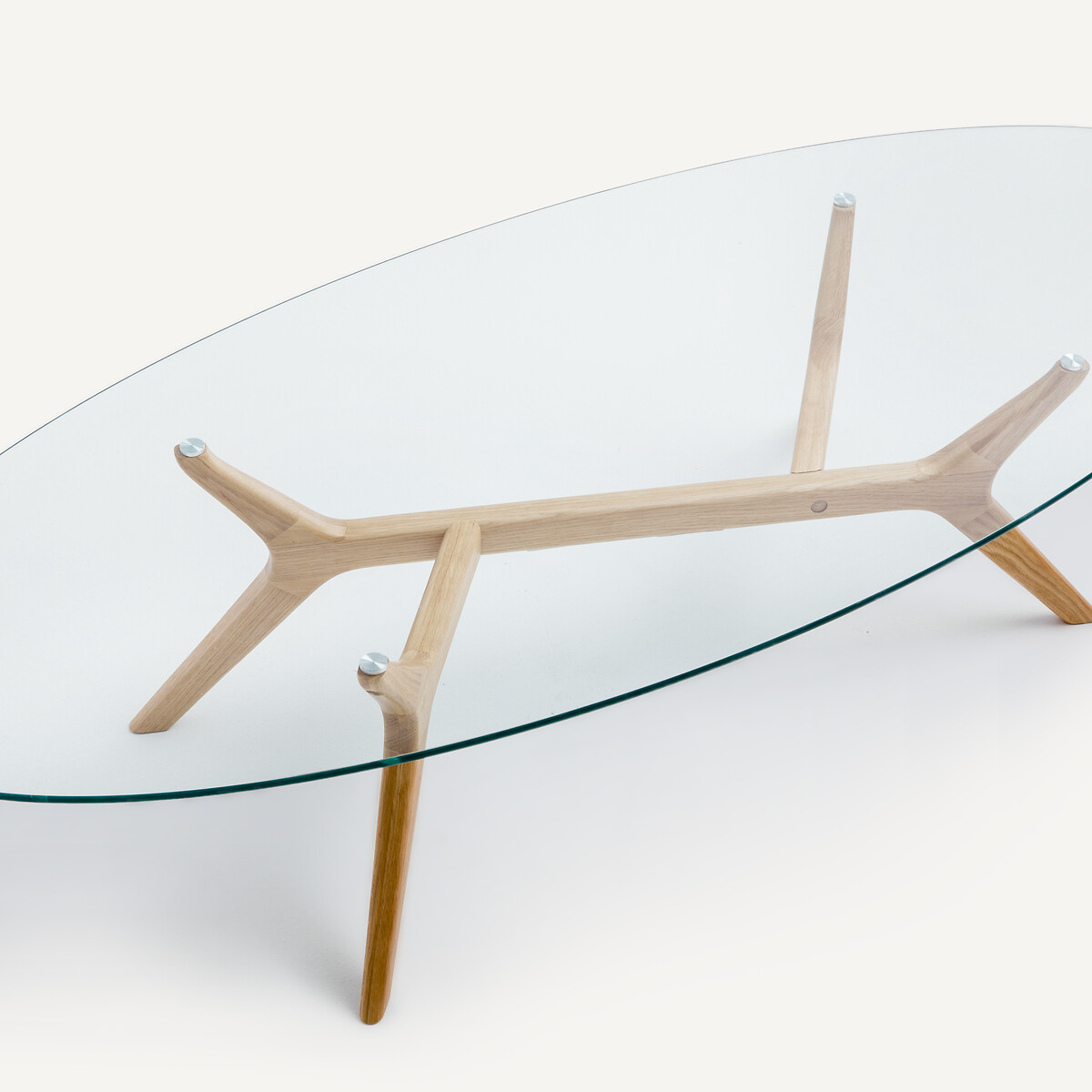 Table basse ellipse, chêne et verre, Maricielo chêne naturel, AM.PM