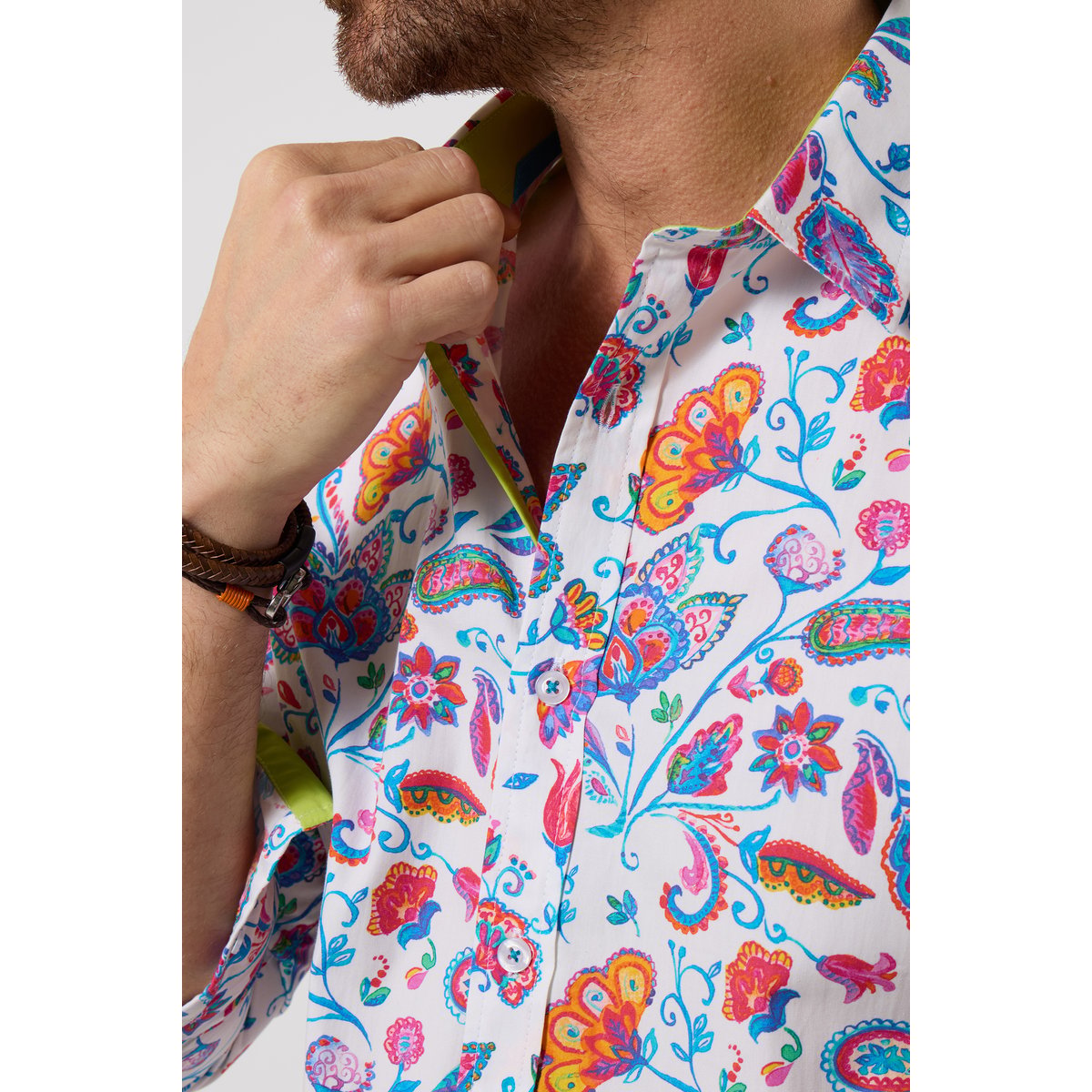Chemise à manches longues imprimé cachemire multicolore, JOE BROWNS