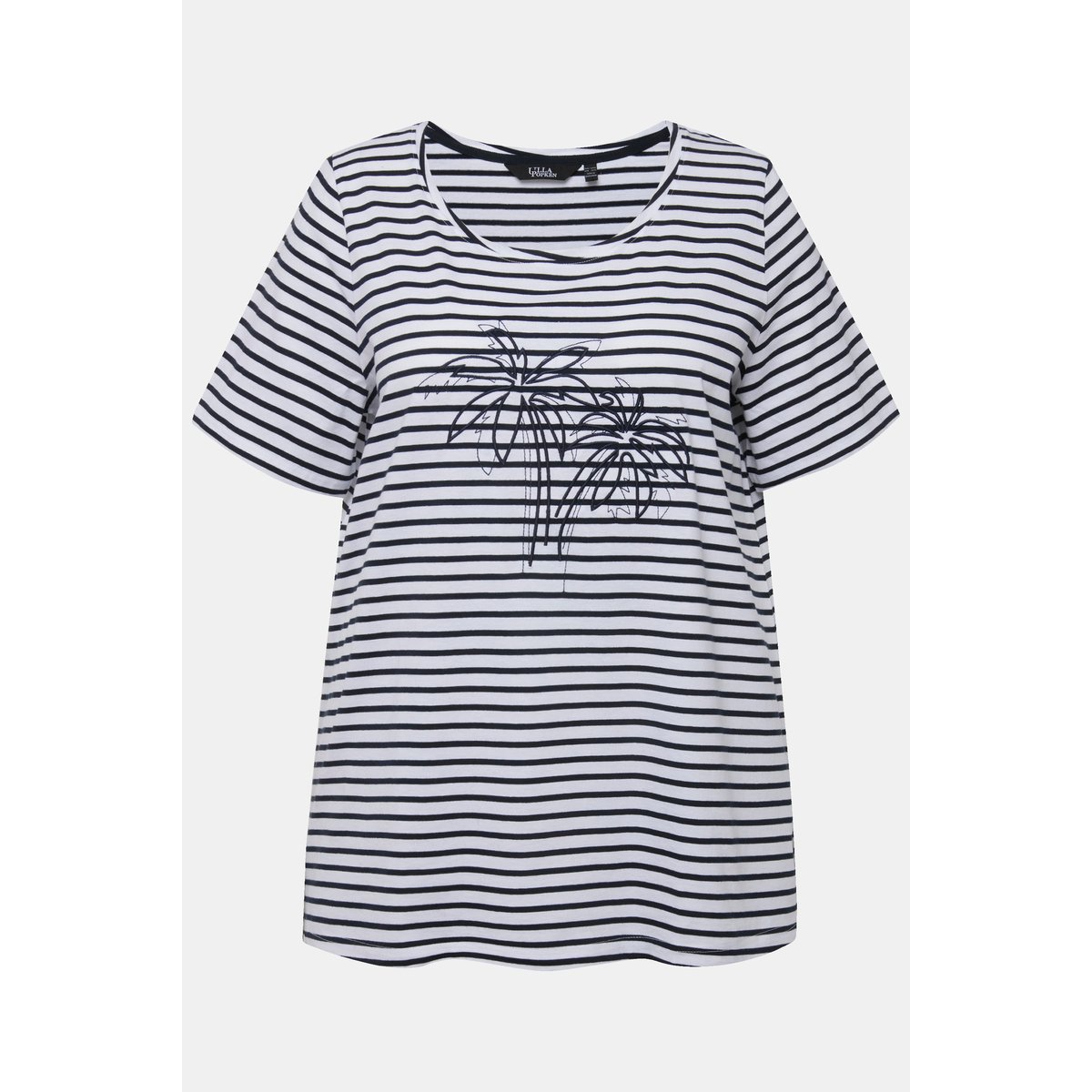 T-shirt à col rond et manches courtes. marine, ULLA POPKEN