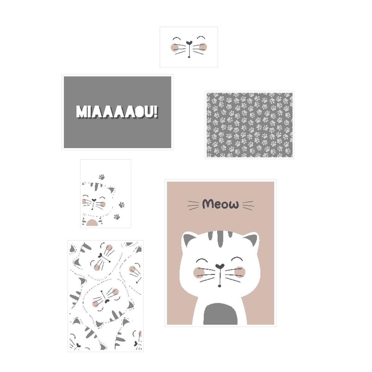 Lot 6 de cadres photos animalier bois FUNNY blanc, FACTORY