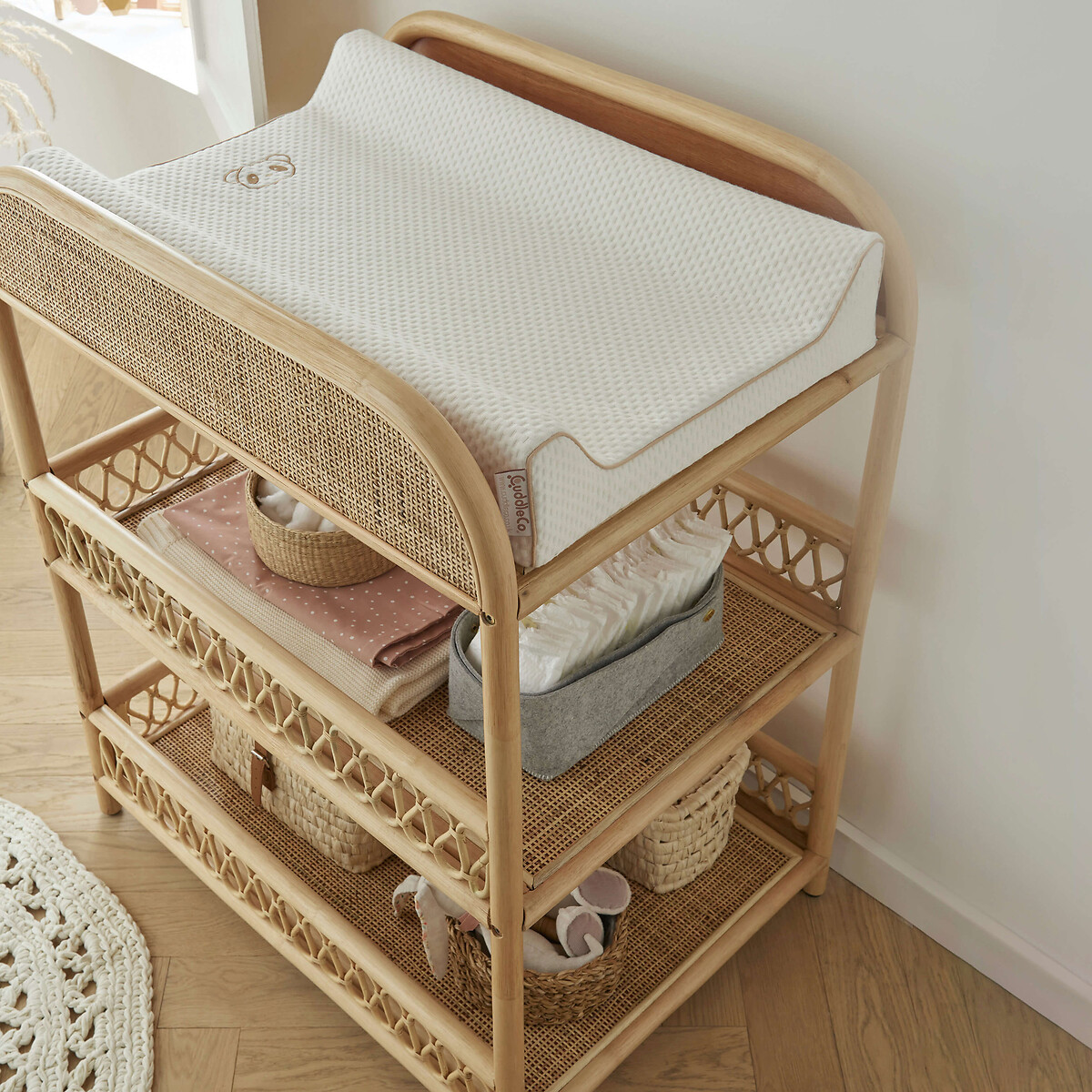Aria Rattan Changer beige, CUDDLECO