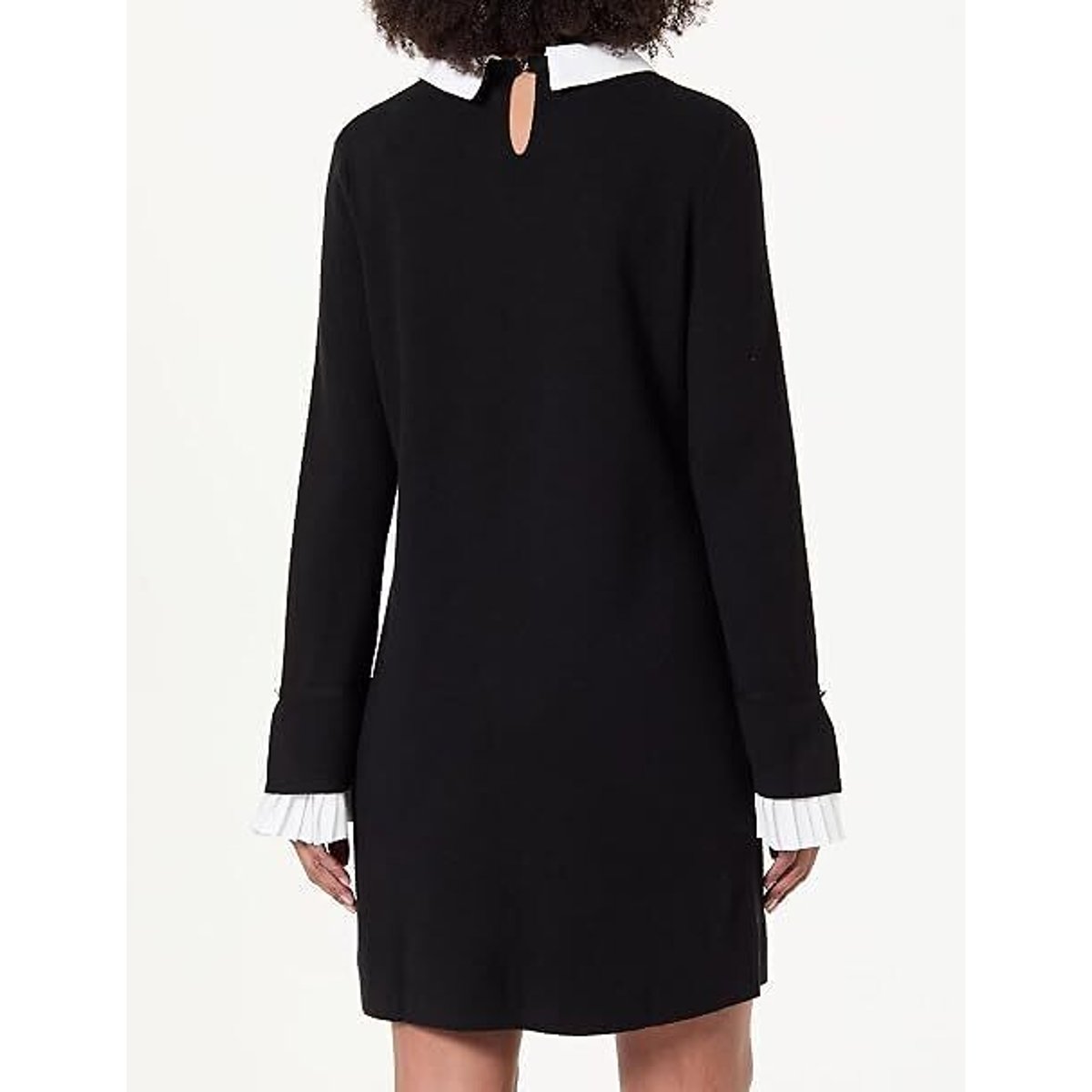 Robe tricot col et manches en popeline noir/blanc, MORGAN