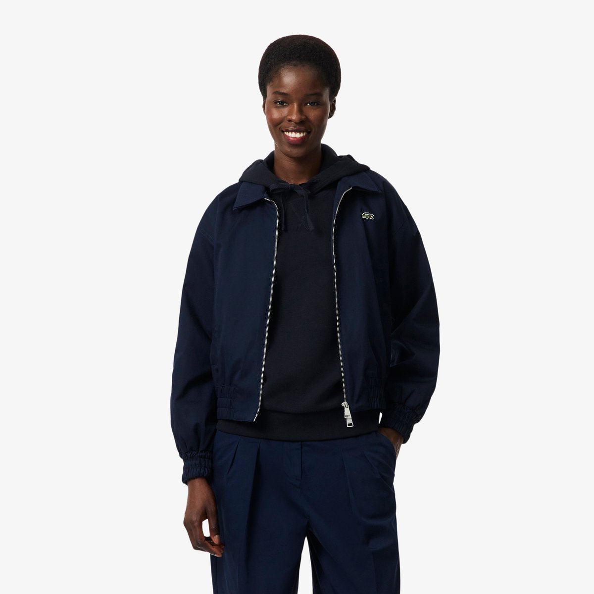 Veste gabardine stretch double col bleu-166, LACOSTE