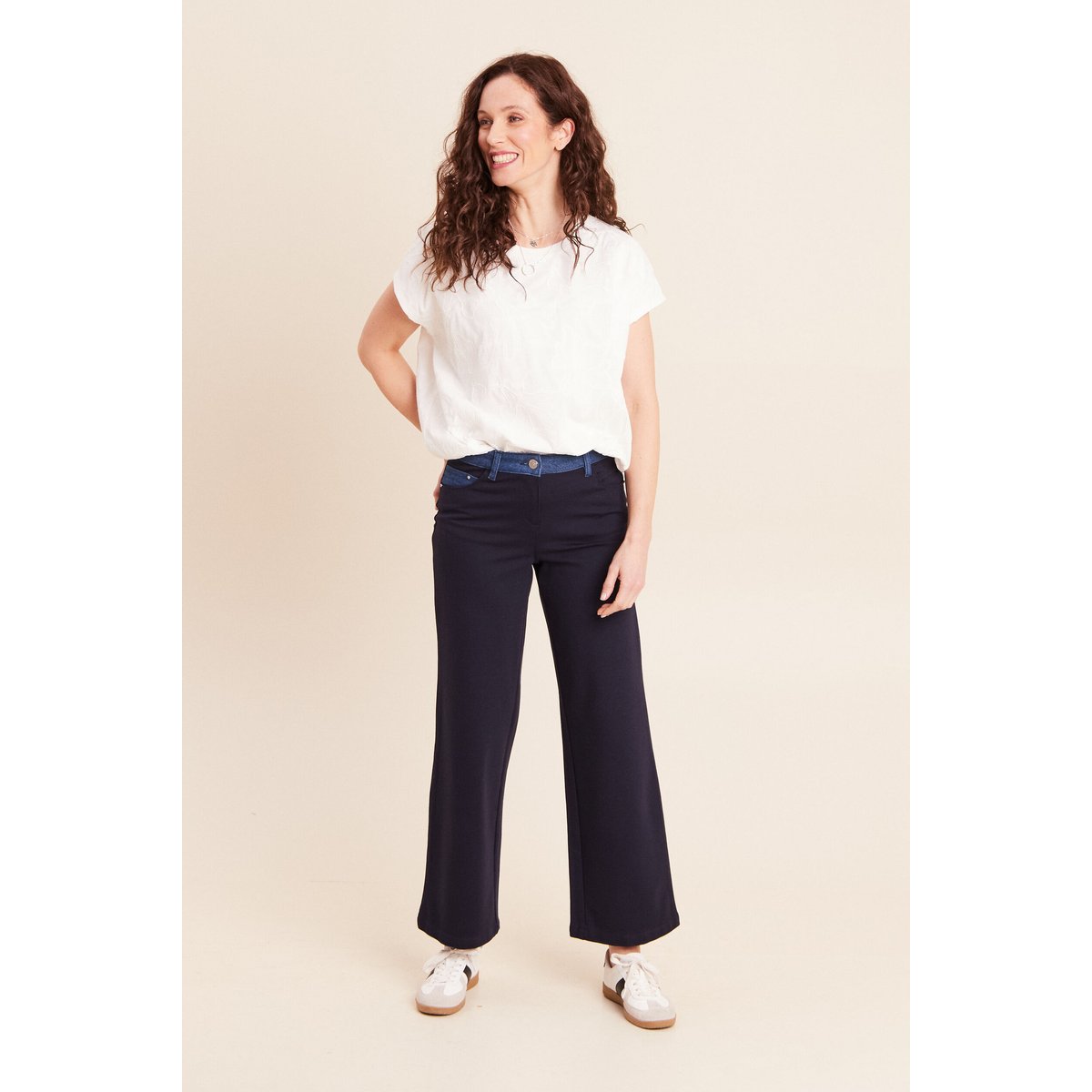 Pantalon large bi-matière bleu violet, BREAL