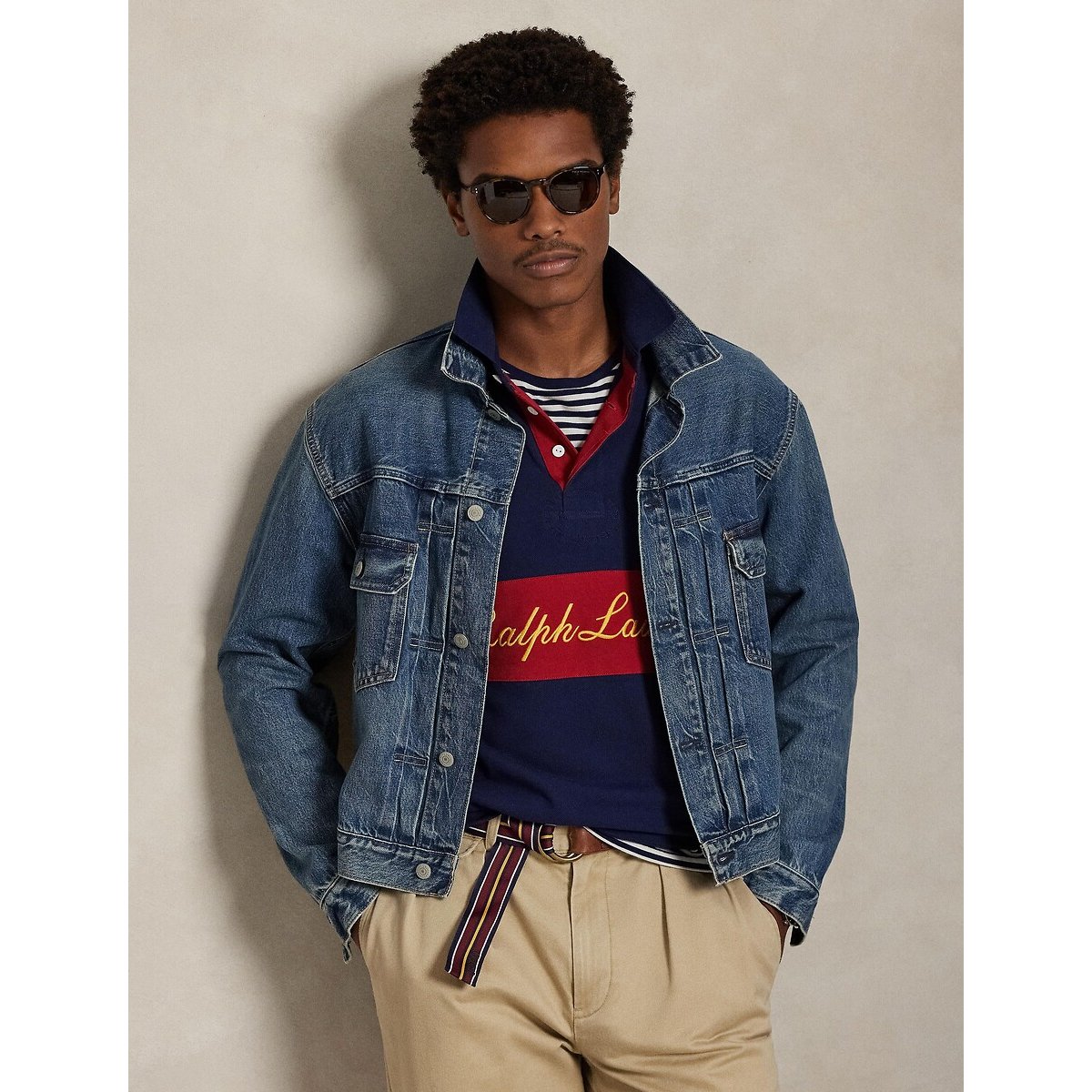 Polo manches courtes message marine/rouge, POLO RALPH LAUREN