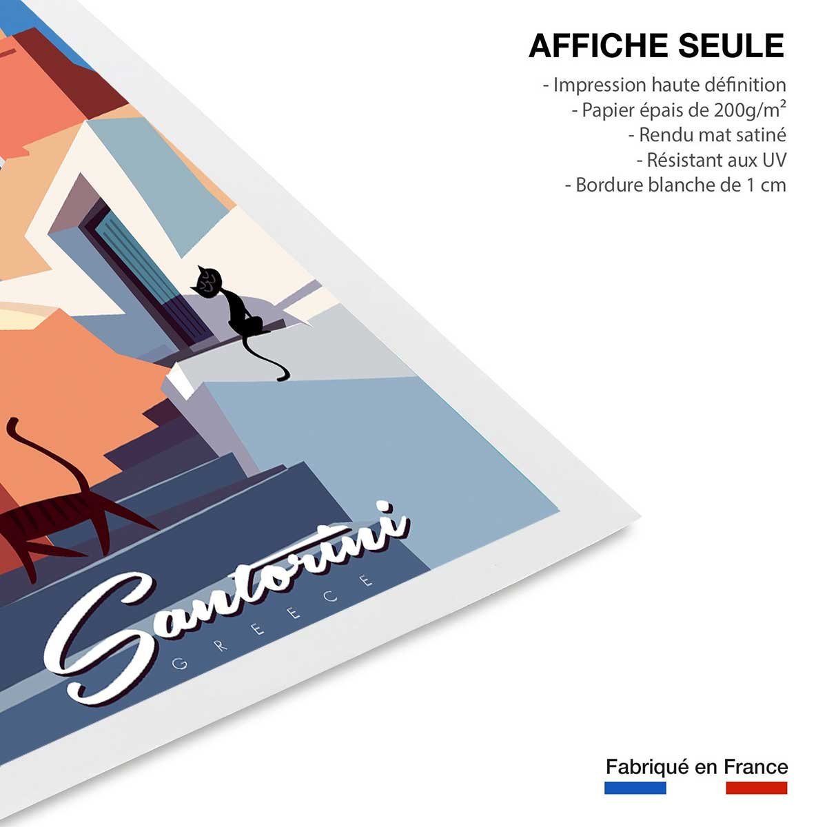 Poster vintage les chats de santorini affiche seule, HEXOA