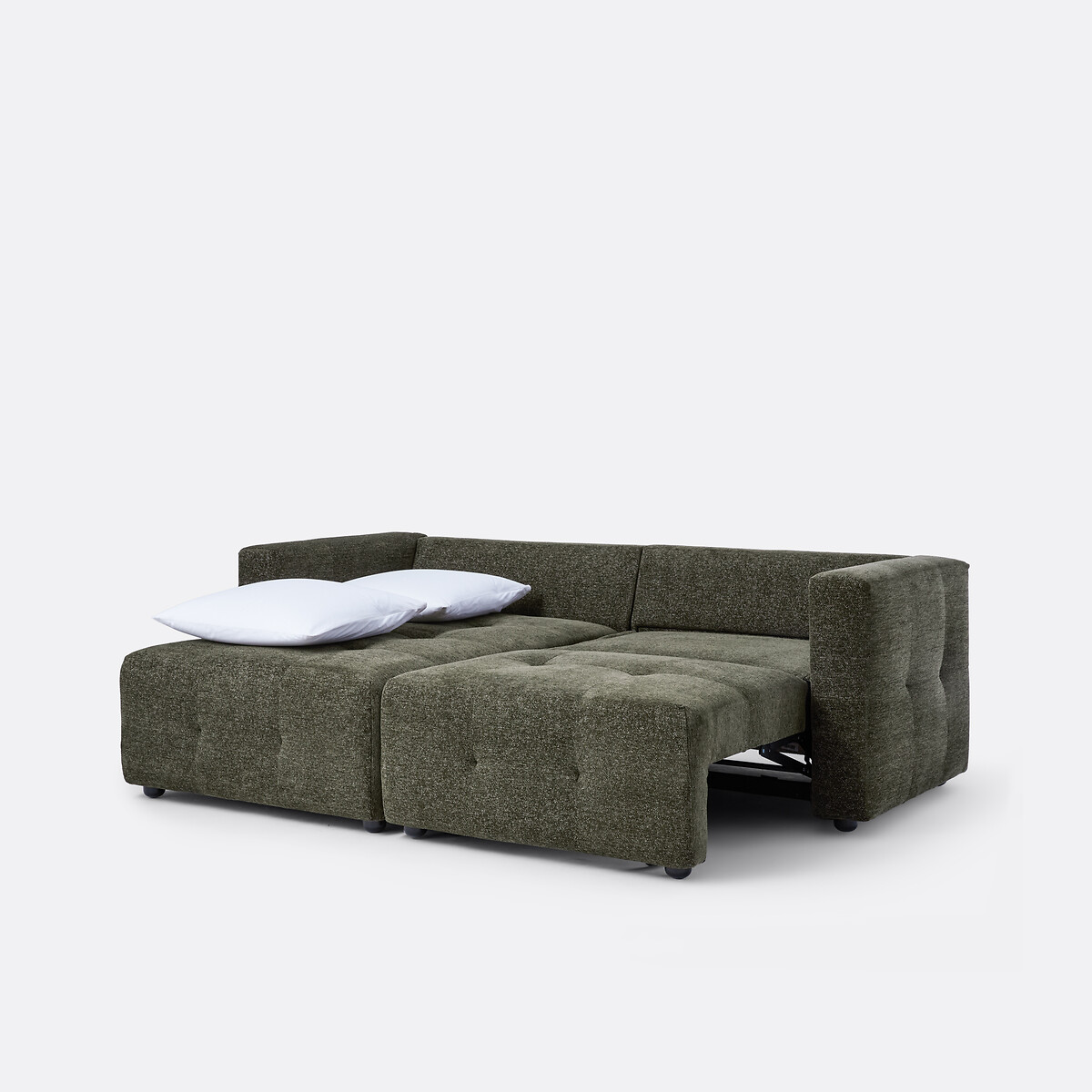Canapé d'angle réversible, convertible, 3 places, en chenille chinée, MASI kaki, LA REDOUTE INTERIEURS