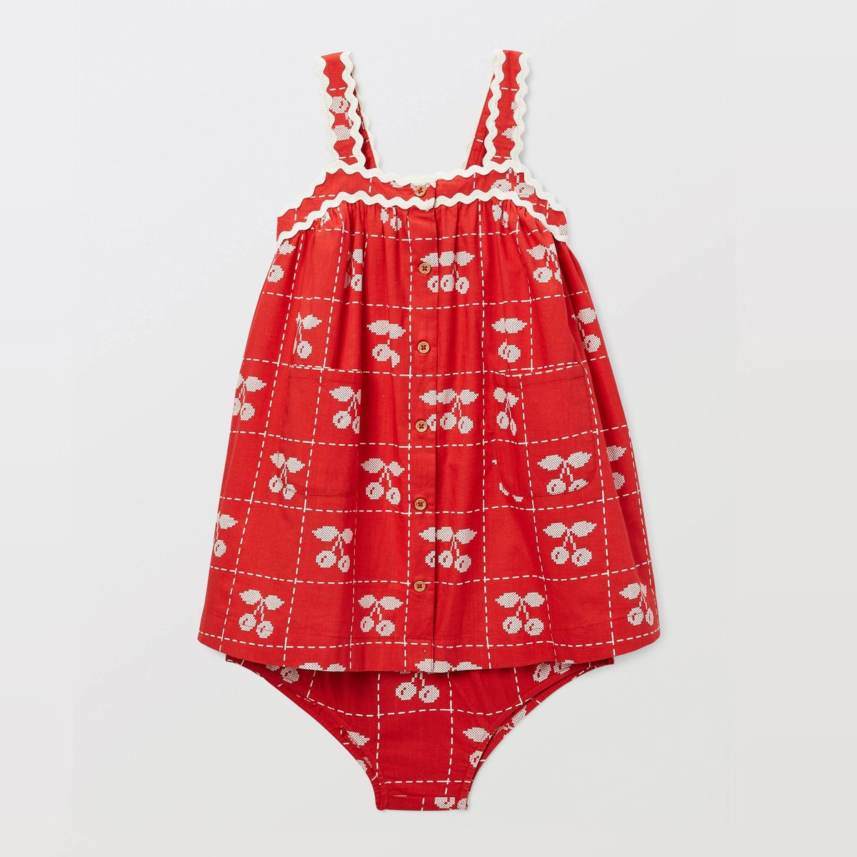 Robe avec bloomer rayés et imprimés en coton eclat, BOUT'CHOU
