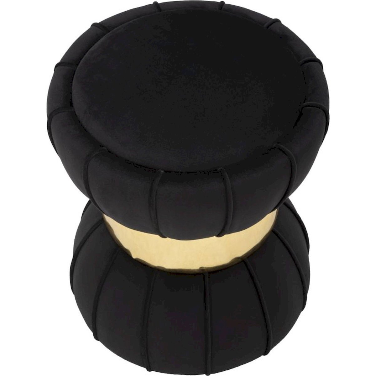 Tabouret sablier assise douce et chic GLAM noir et doré, RECOLLECTION