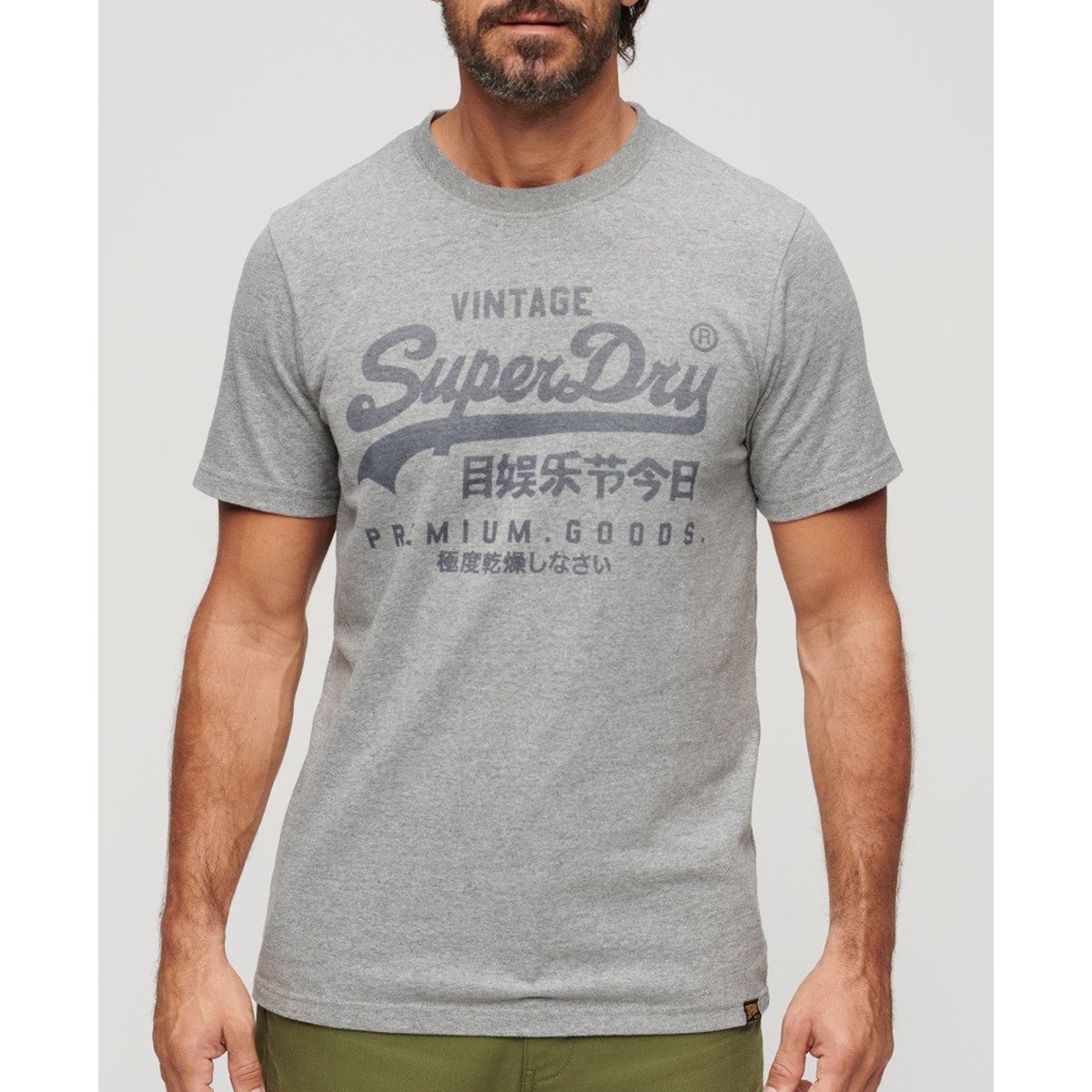 T-shirt Classic Heritage gris cendré chiné, SUPERDRY