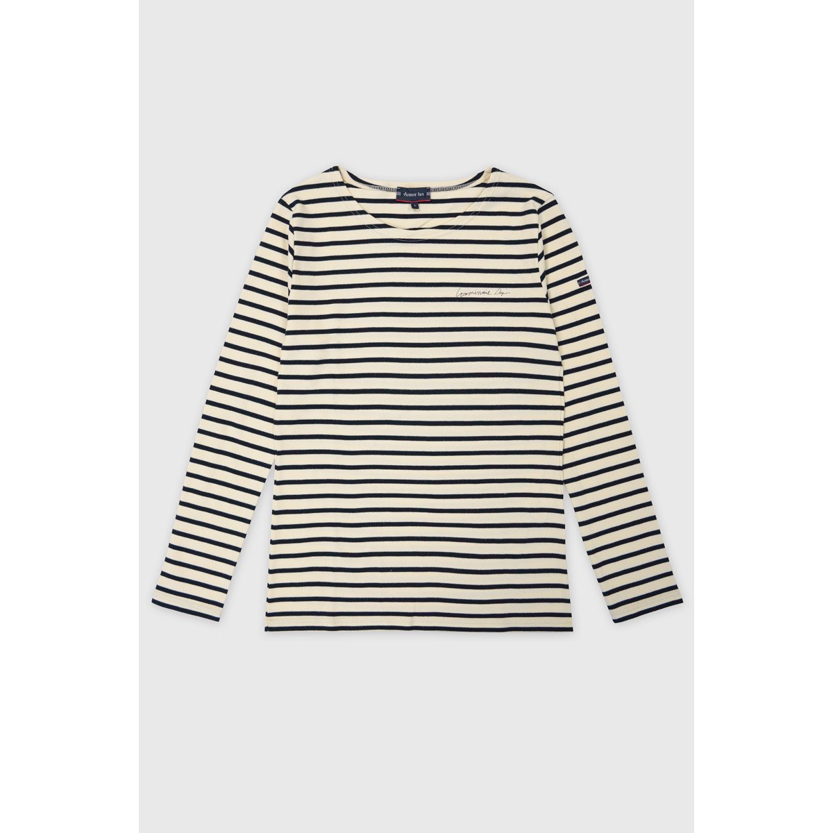 Marinière en coton COMMISSAIRE DUPIN nature/rich navy, ARMOR-LUX