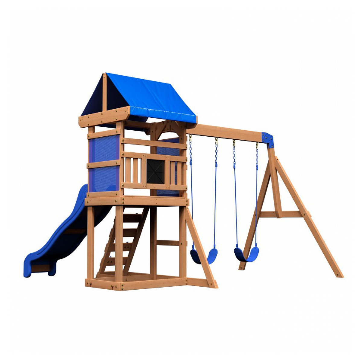 Tour de jeu Aurora avec balançoires et toboggan bleu couleur unique, BACKYARD DISCOVERY